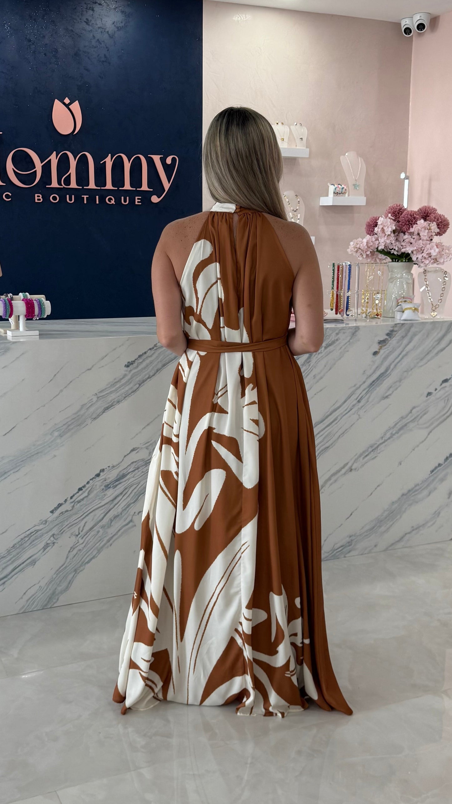 Satin Printed Maxi Dress