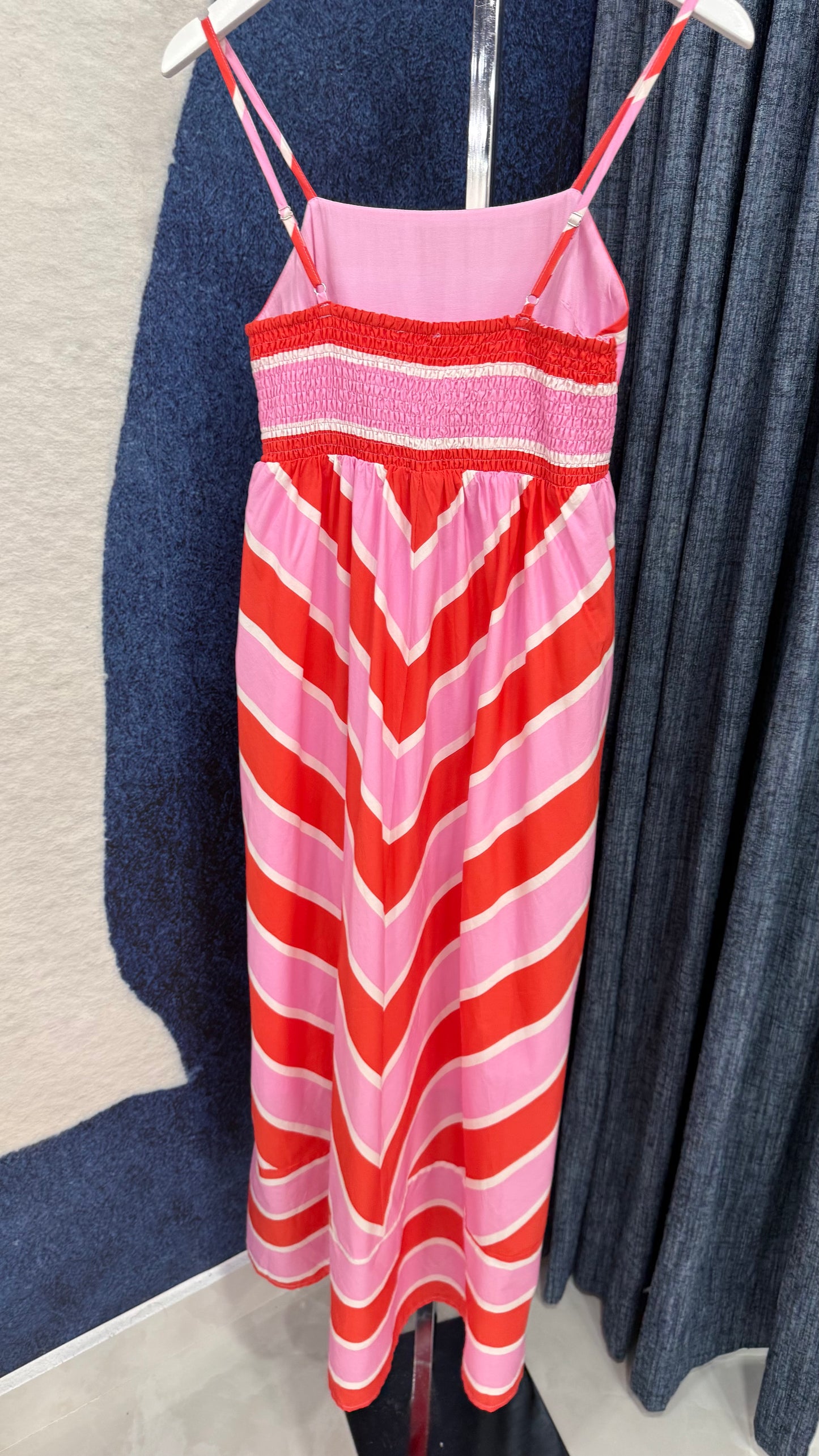 Sleeveless Stripe Maxi Dress Pink