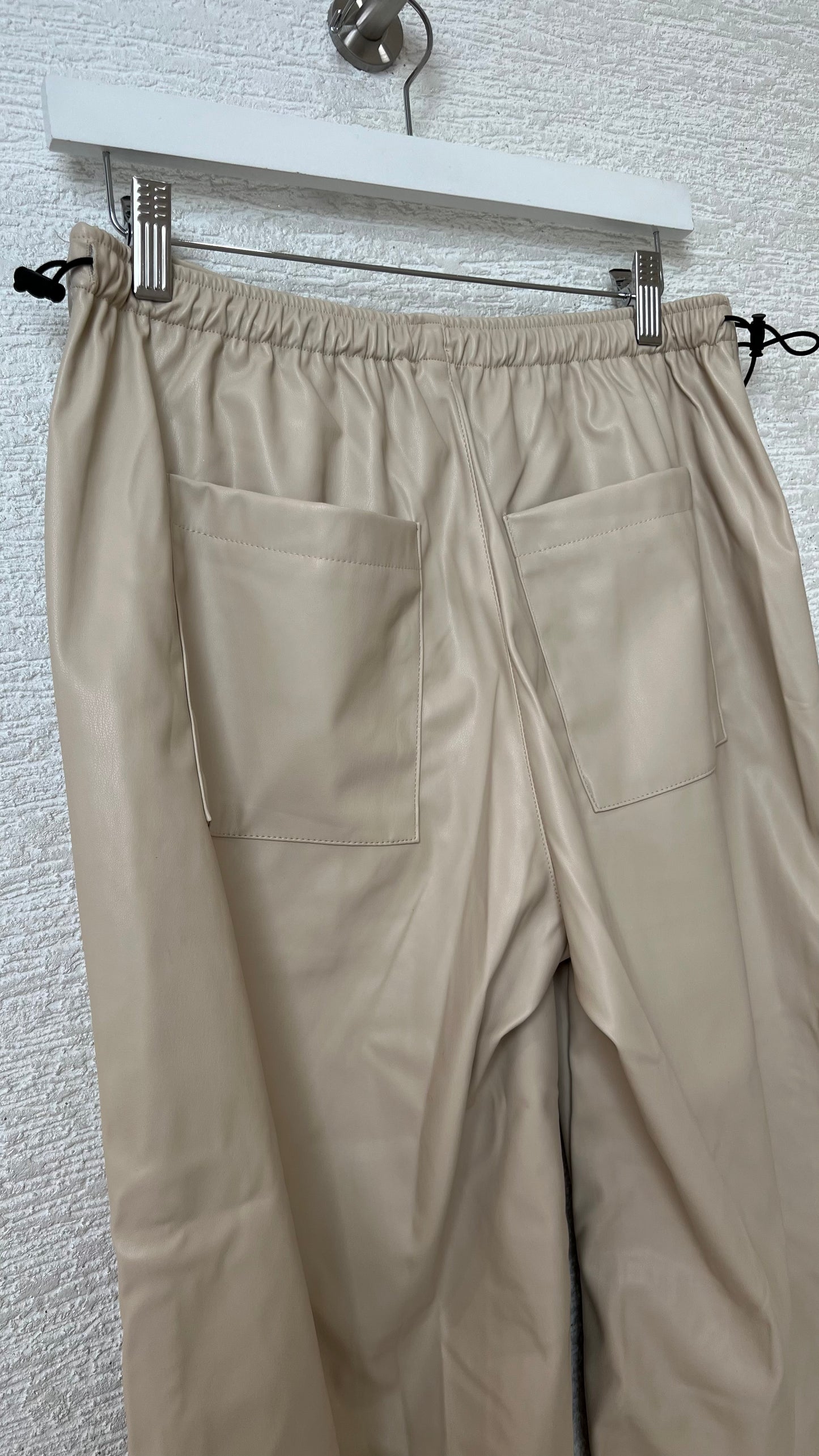 Drawstring Leather Pant - Taupe