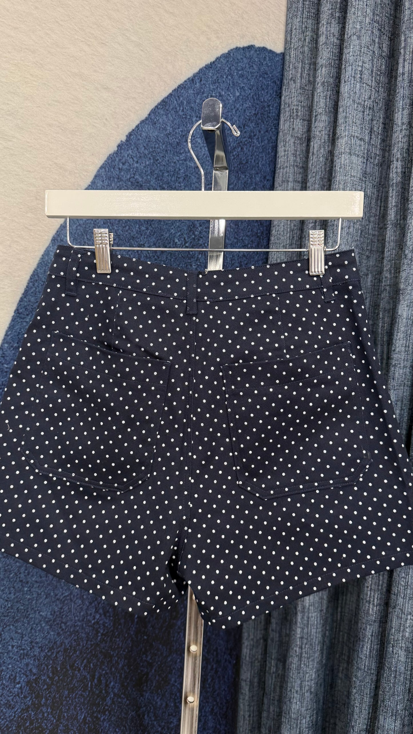 Polka Dot Denim Short Navy