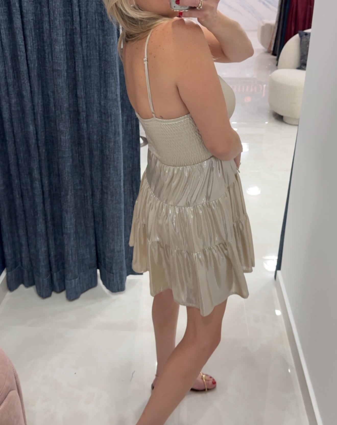 Metallic Mini Dress Champagne