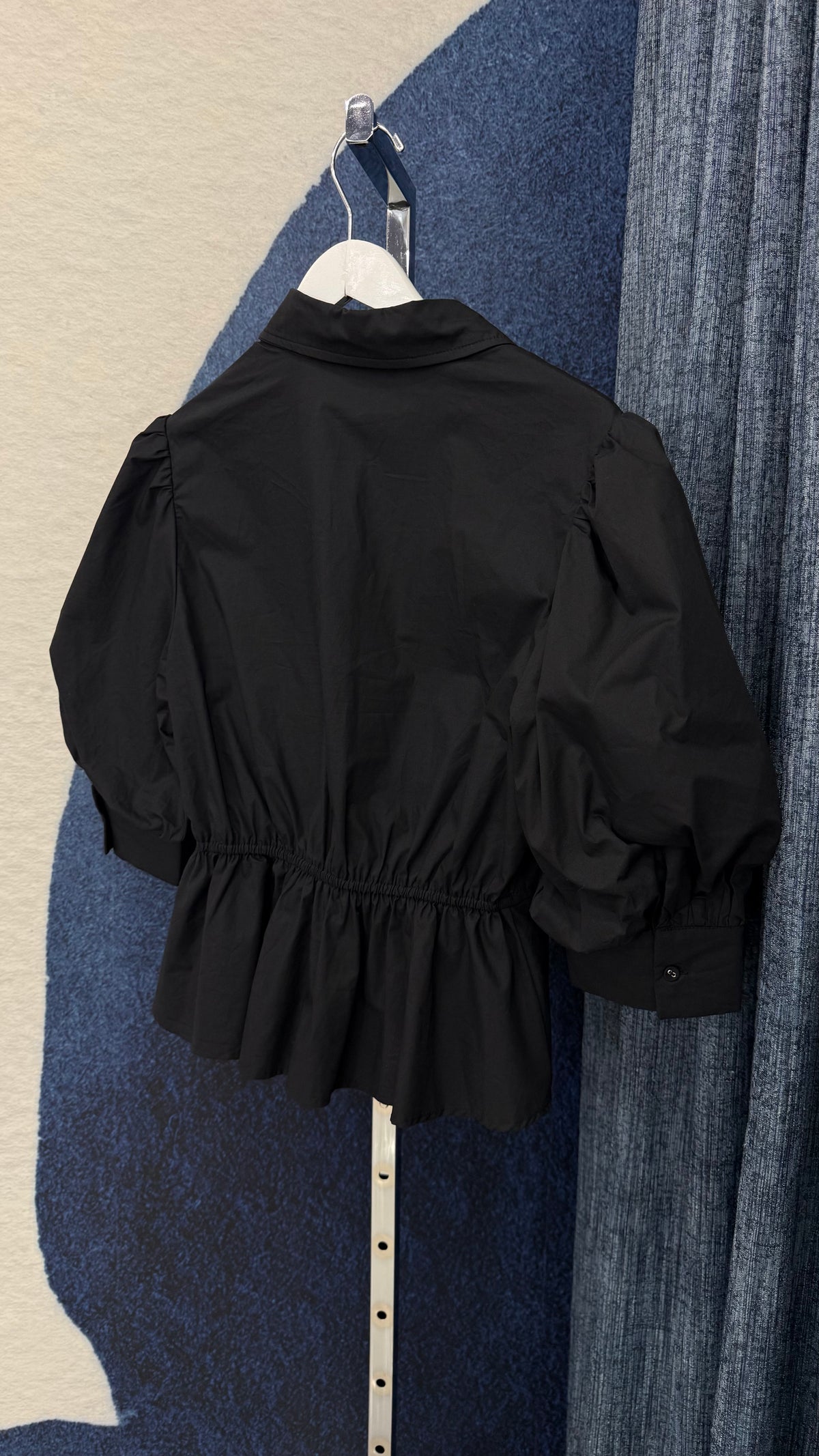 3/4” Sleeve Cotton Top Black