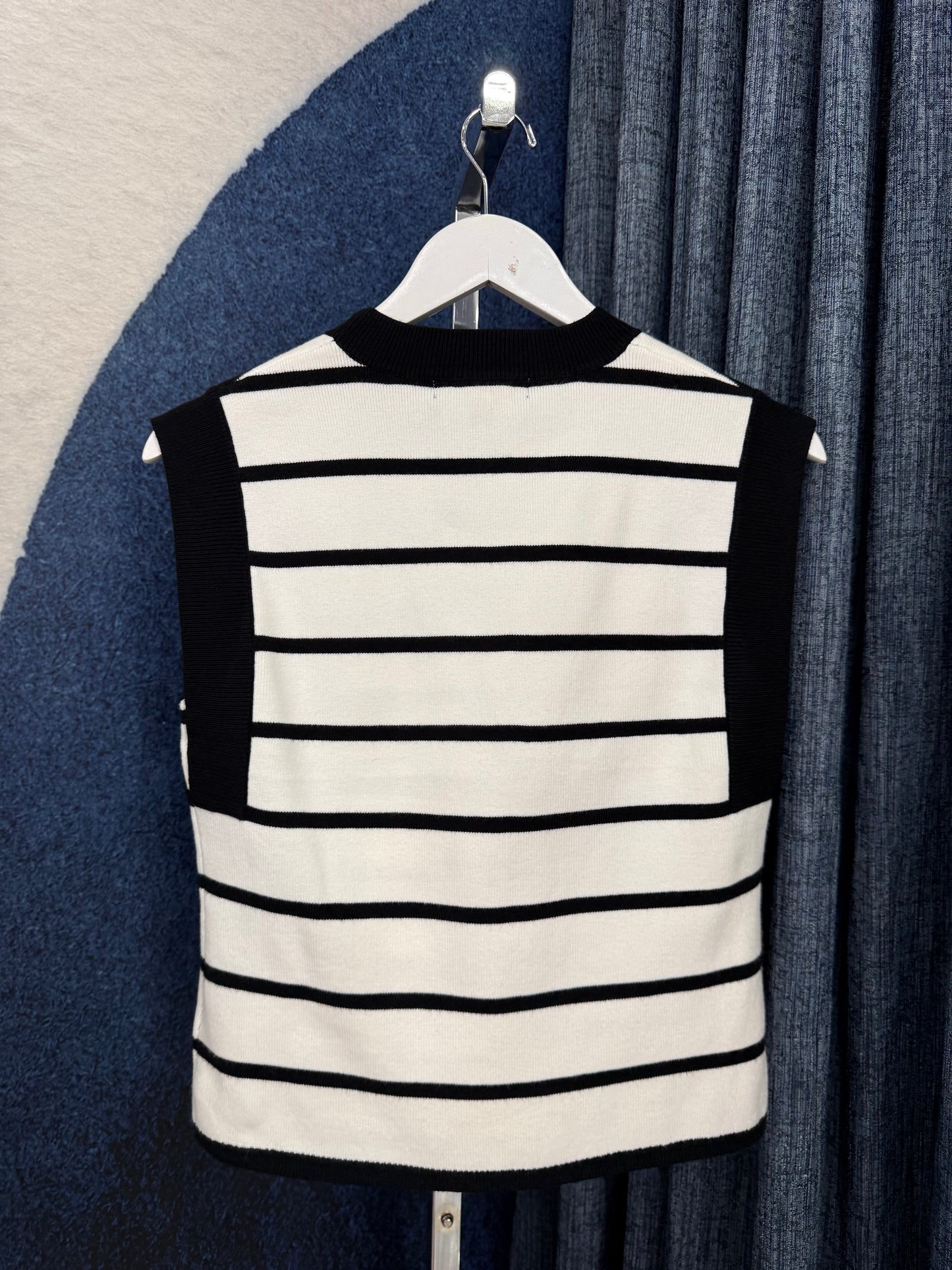 Stripe & Gold Button Top