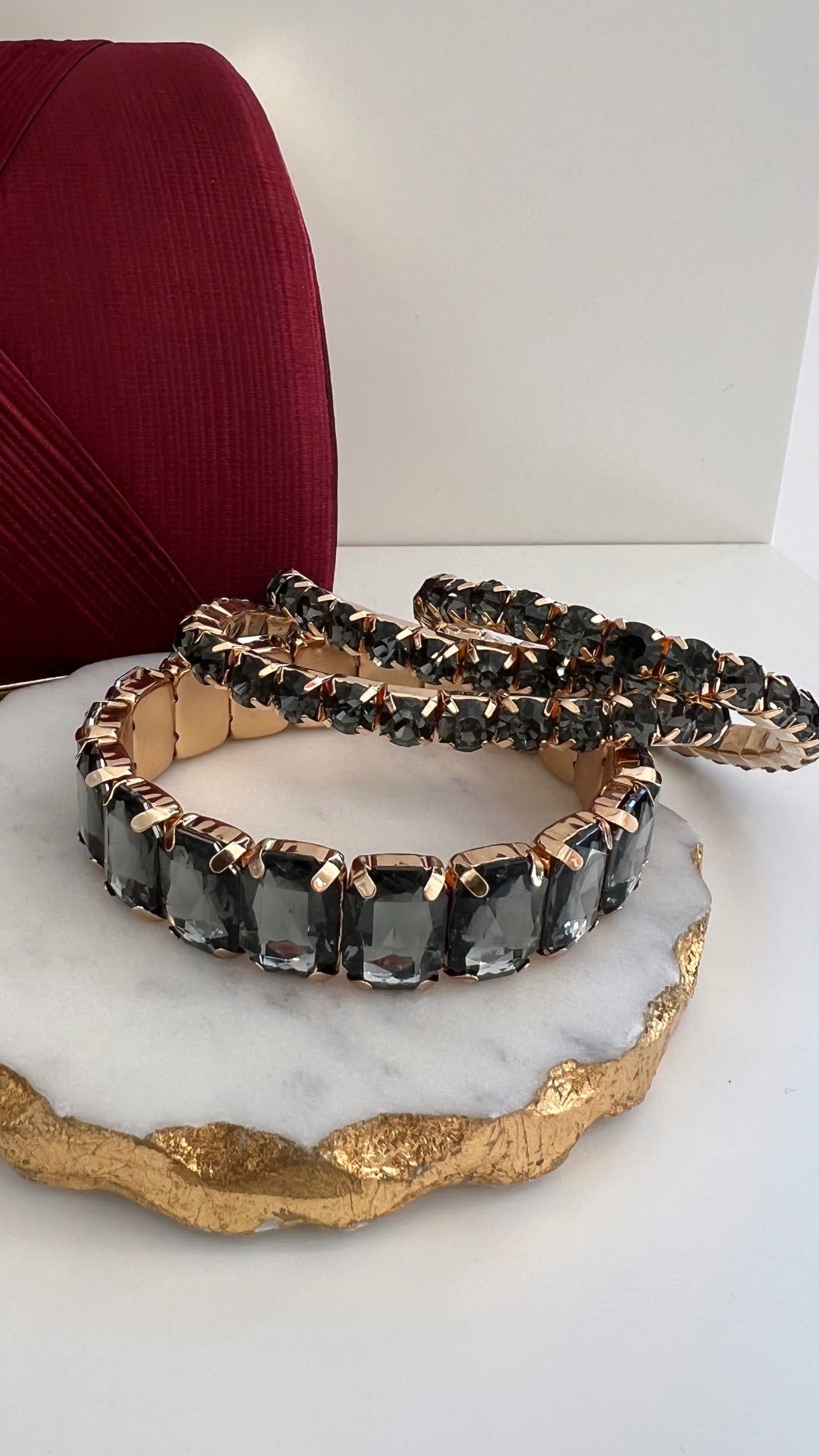 Rhinestone Bracelet Set Charcoal