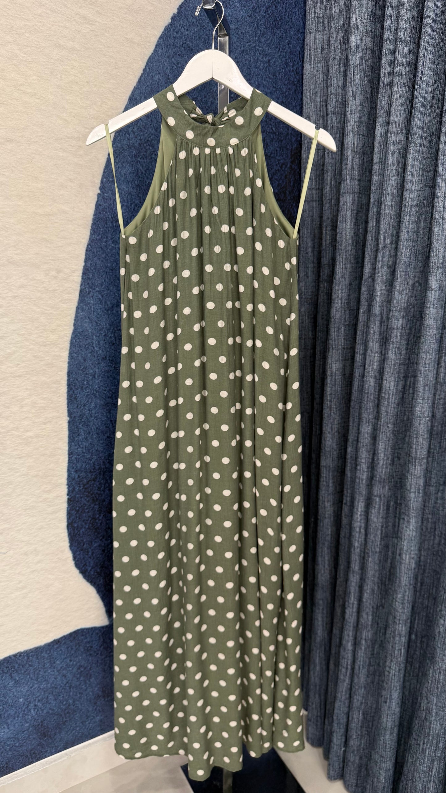 Polka Dots Maxi Dress Olive