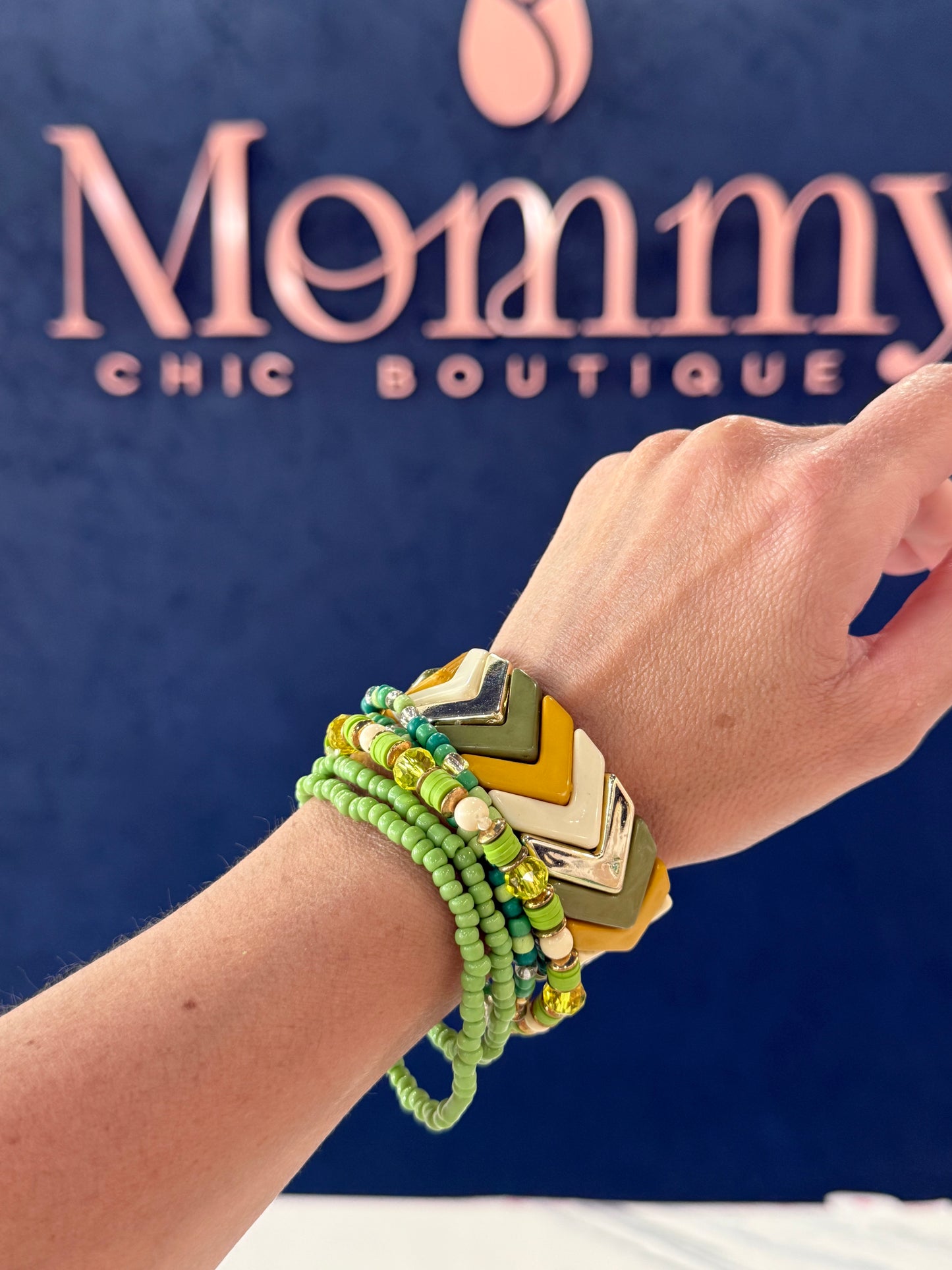 Beaded Bracelet Set Green
