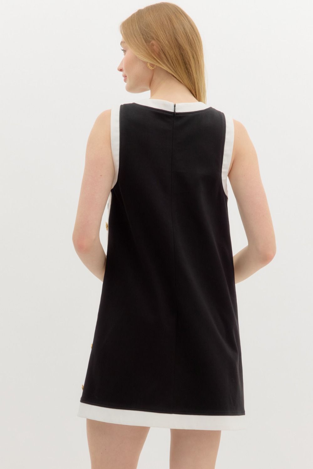 Contrast Band Dress Black