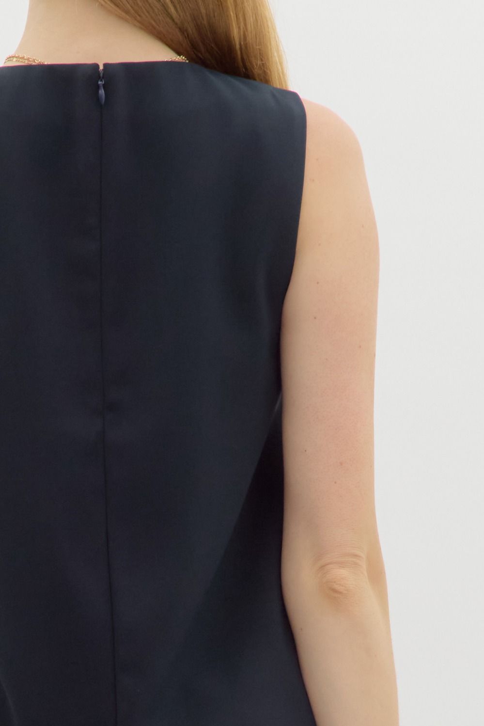 Sleeveless Top With Gold Button Navy