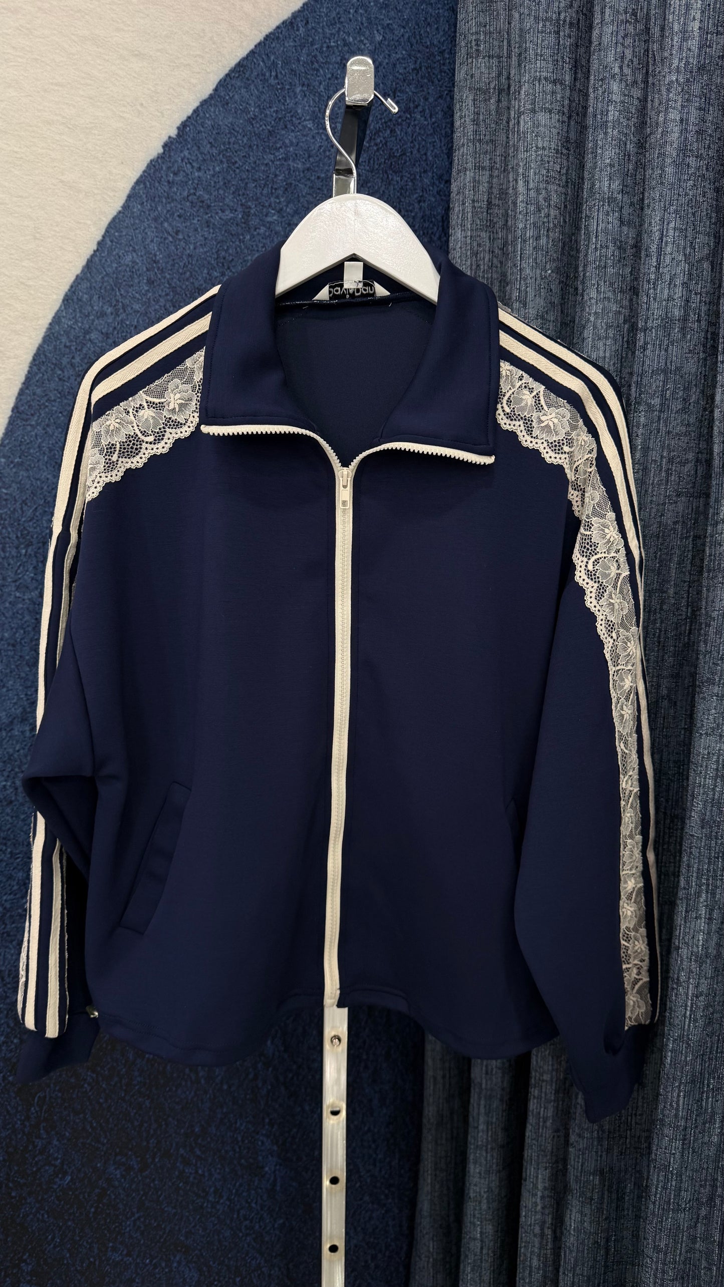 Contras Lace Long Sleeve Jacket & Jogger Set Navy