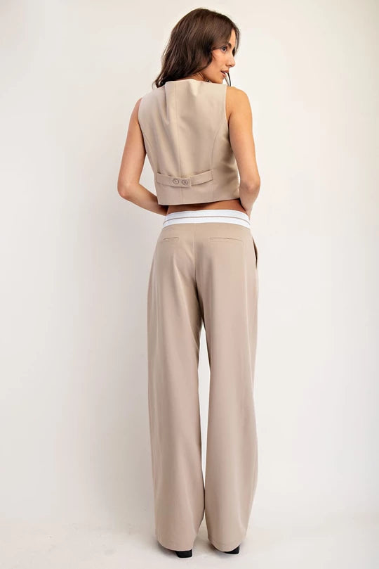 Contrast Waist Pant Taupe