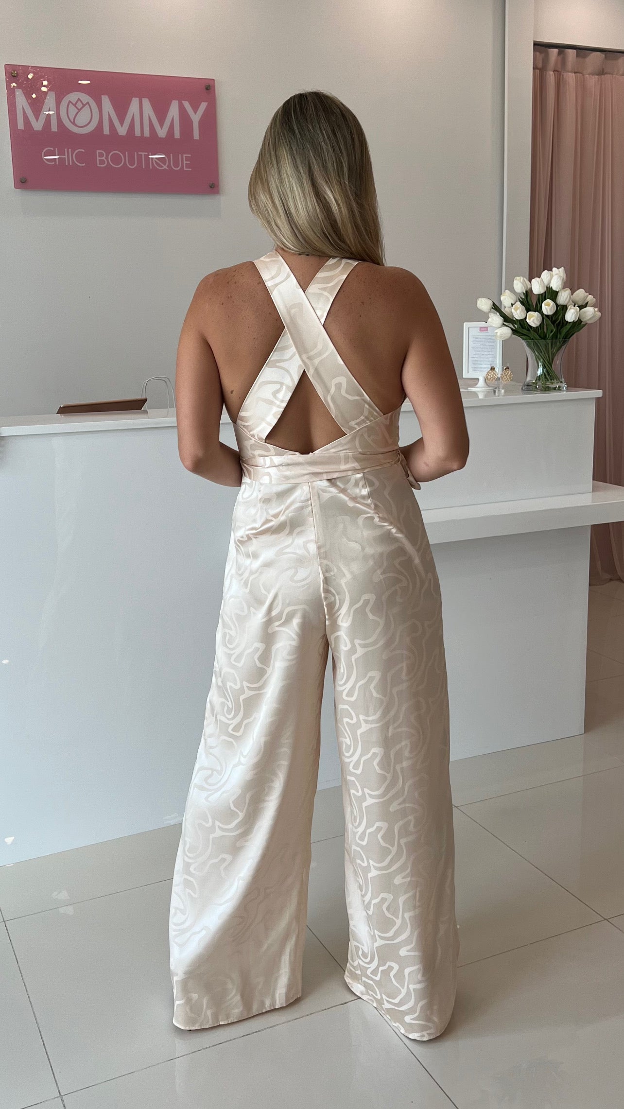 Satin Jumpsuit Ivory