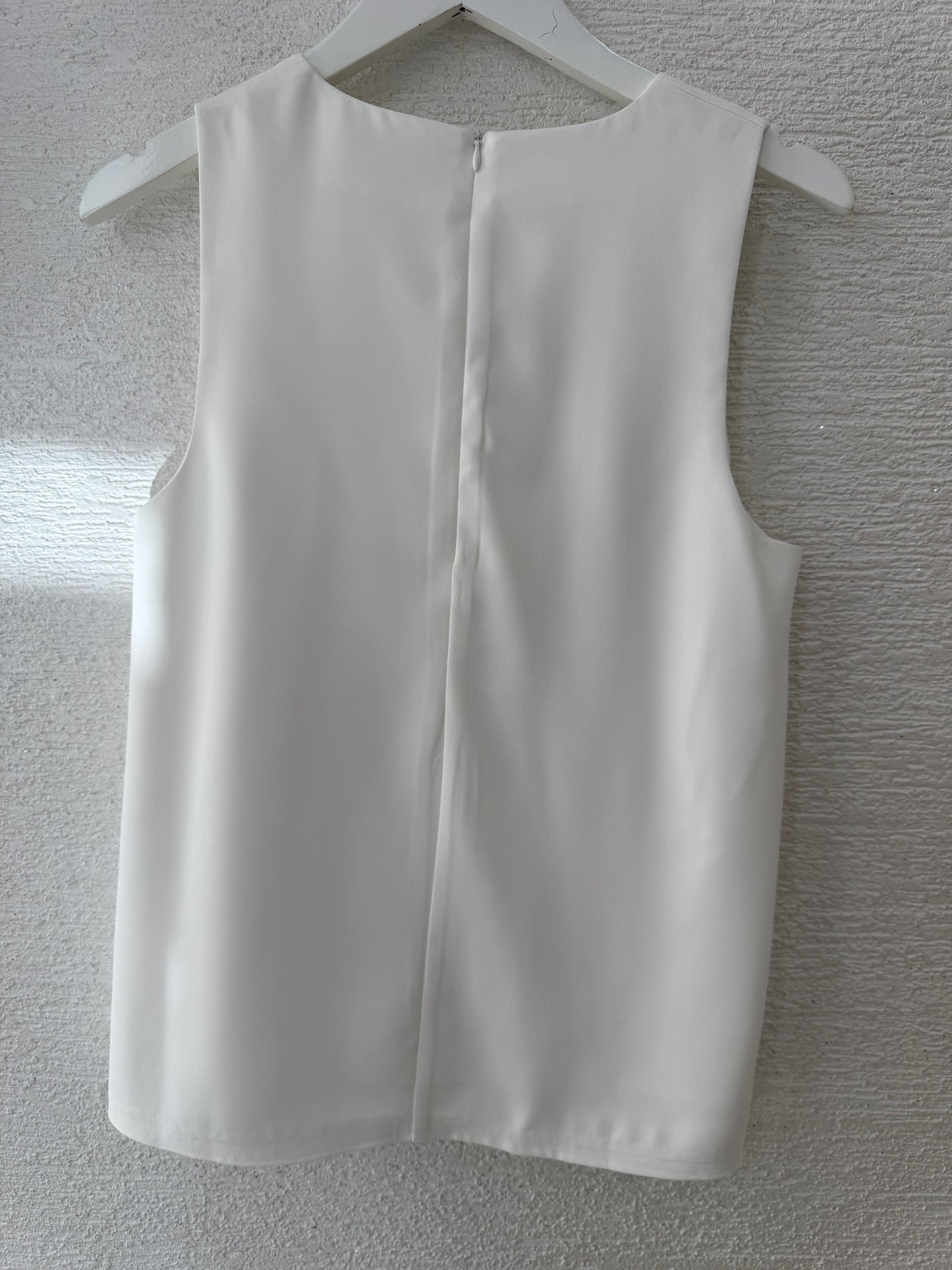 Sleeveless Top With Gold Button Off White