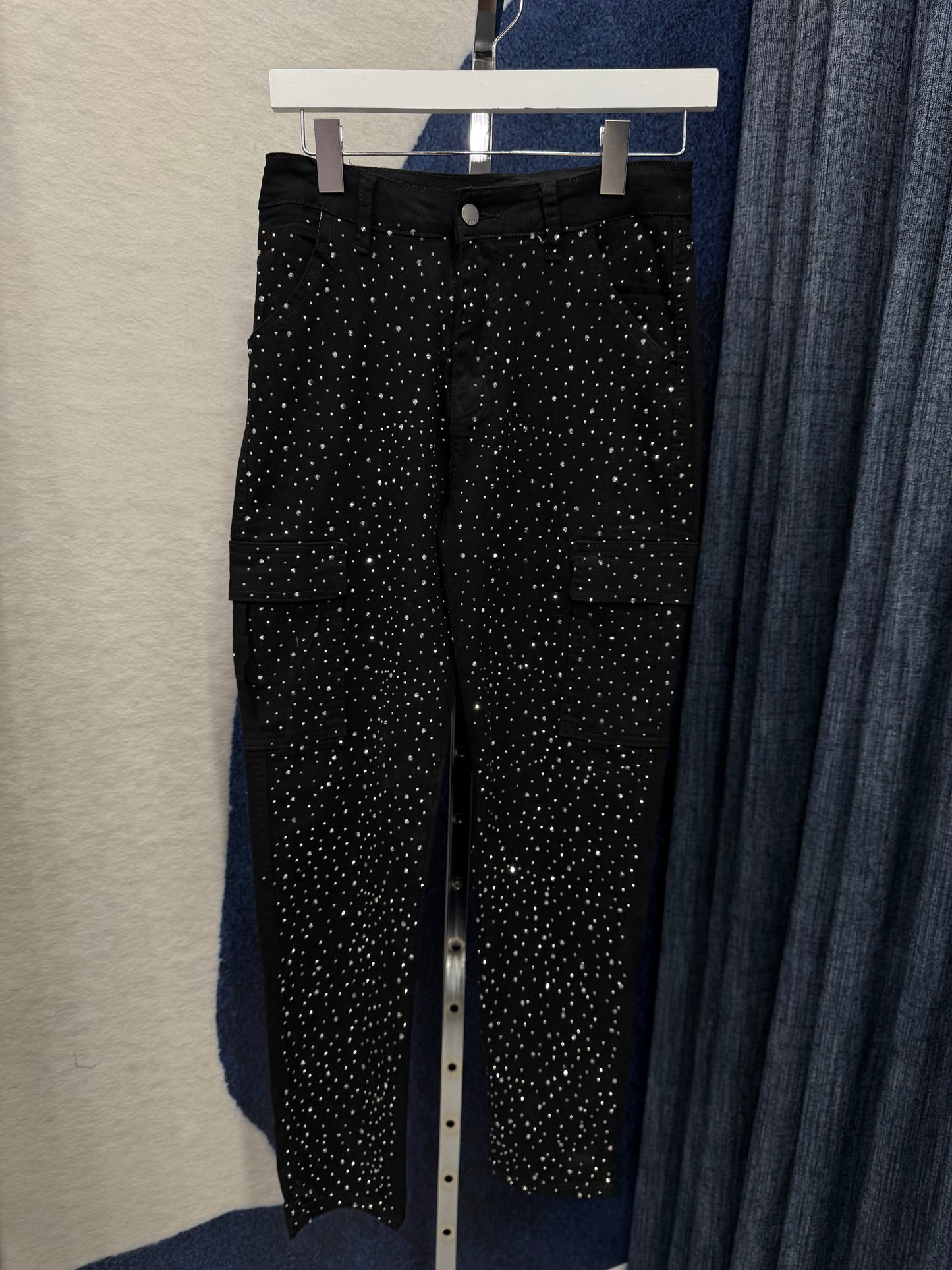 Studded Front Denim Black