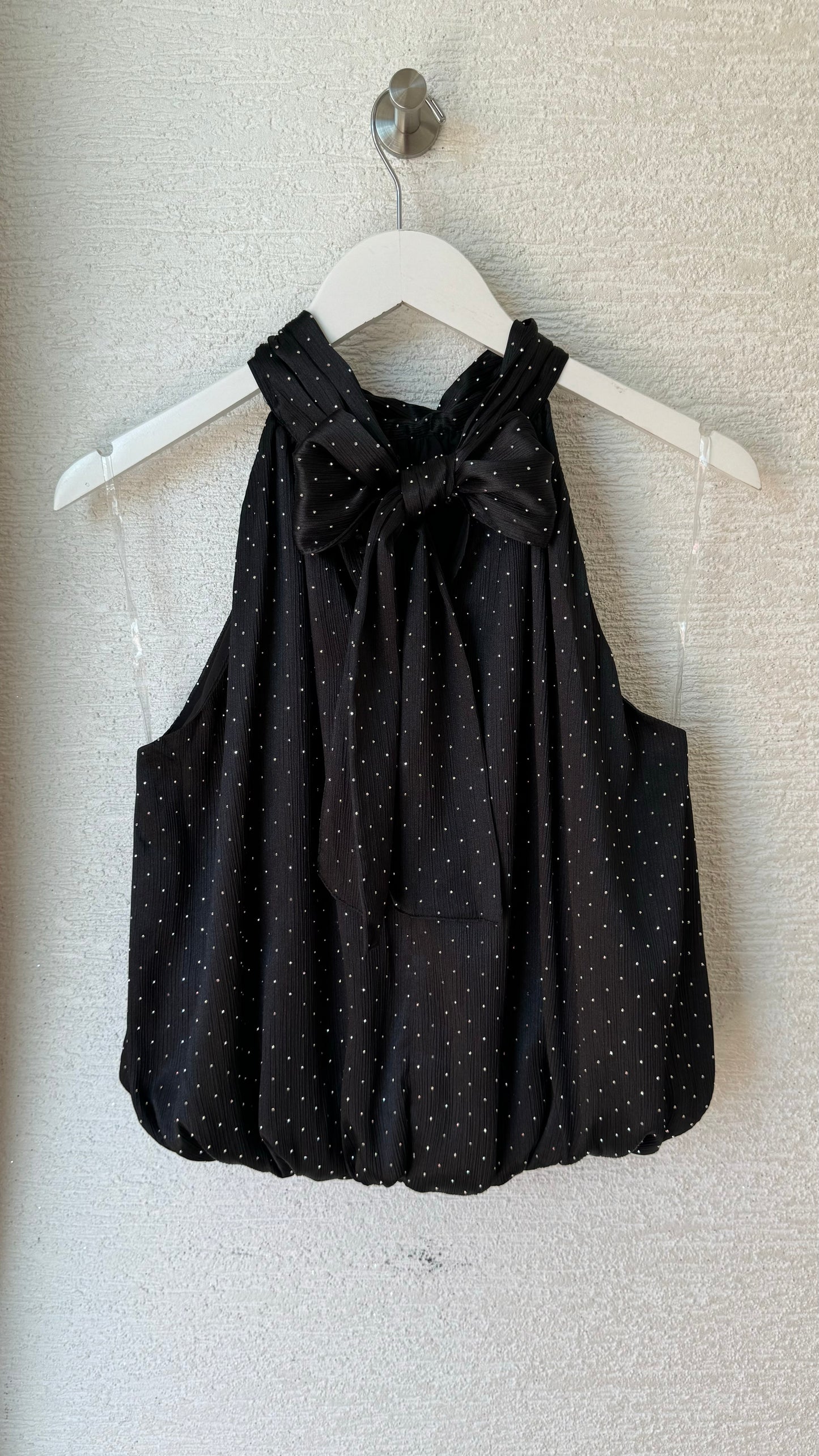 Halter Mini Stud Top - Black