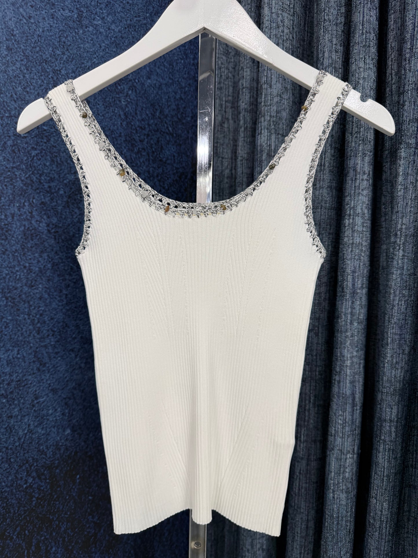 Trim Stone Detail Top White