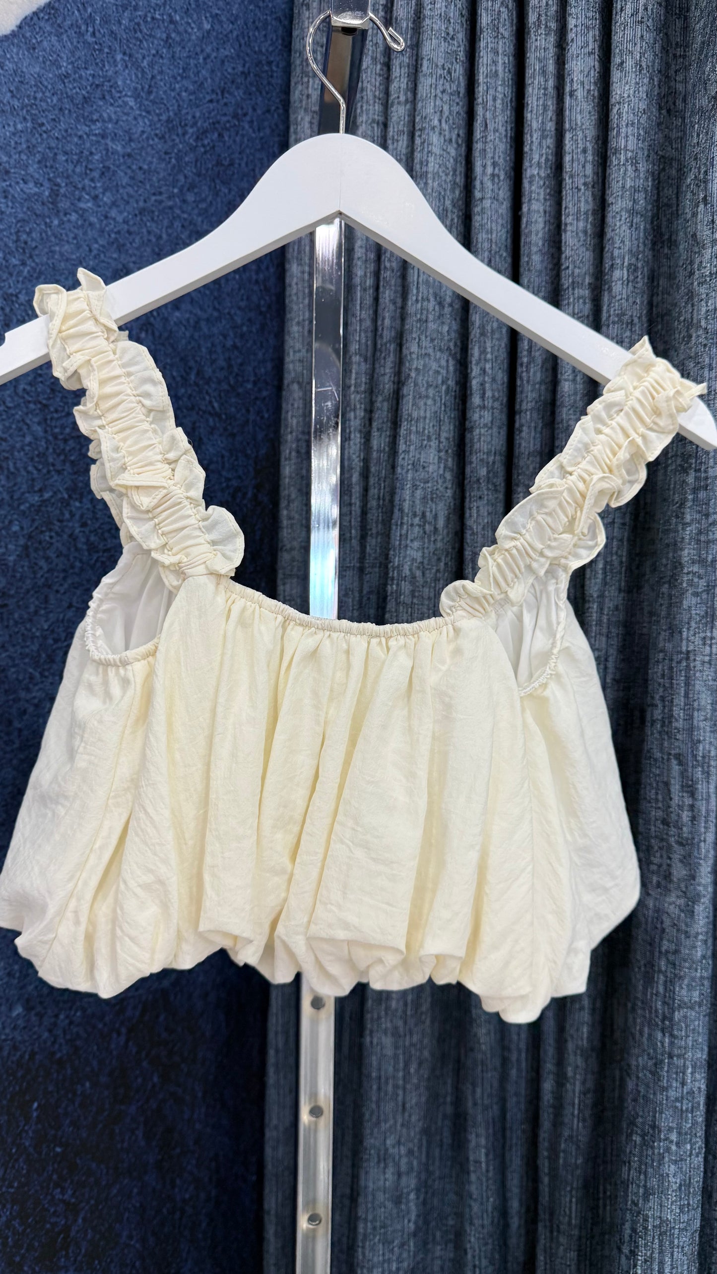 Bubble Cropped Top Ivory