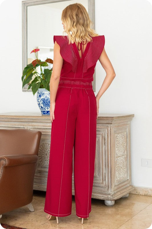 Ruffle Top & Pant Set Red