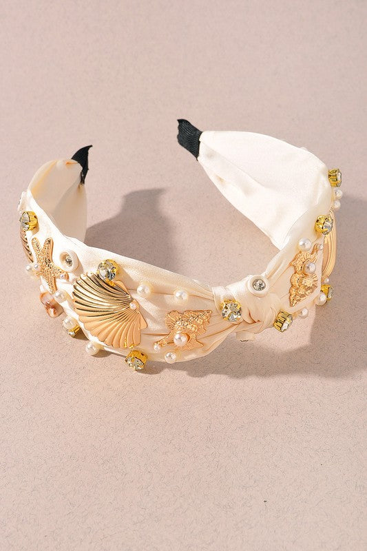 Sea Shells Gold & Pearls Headband