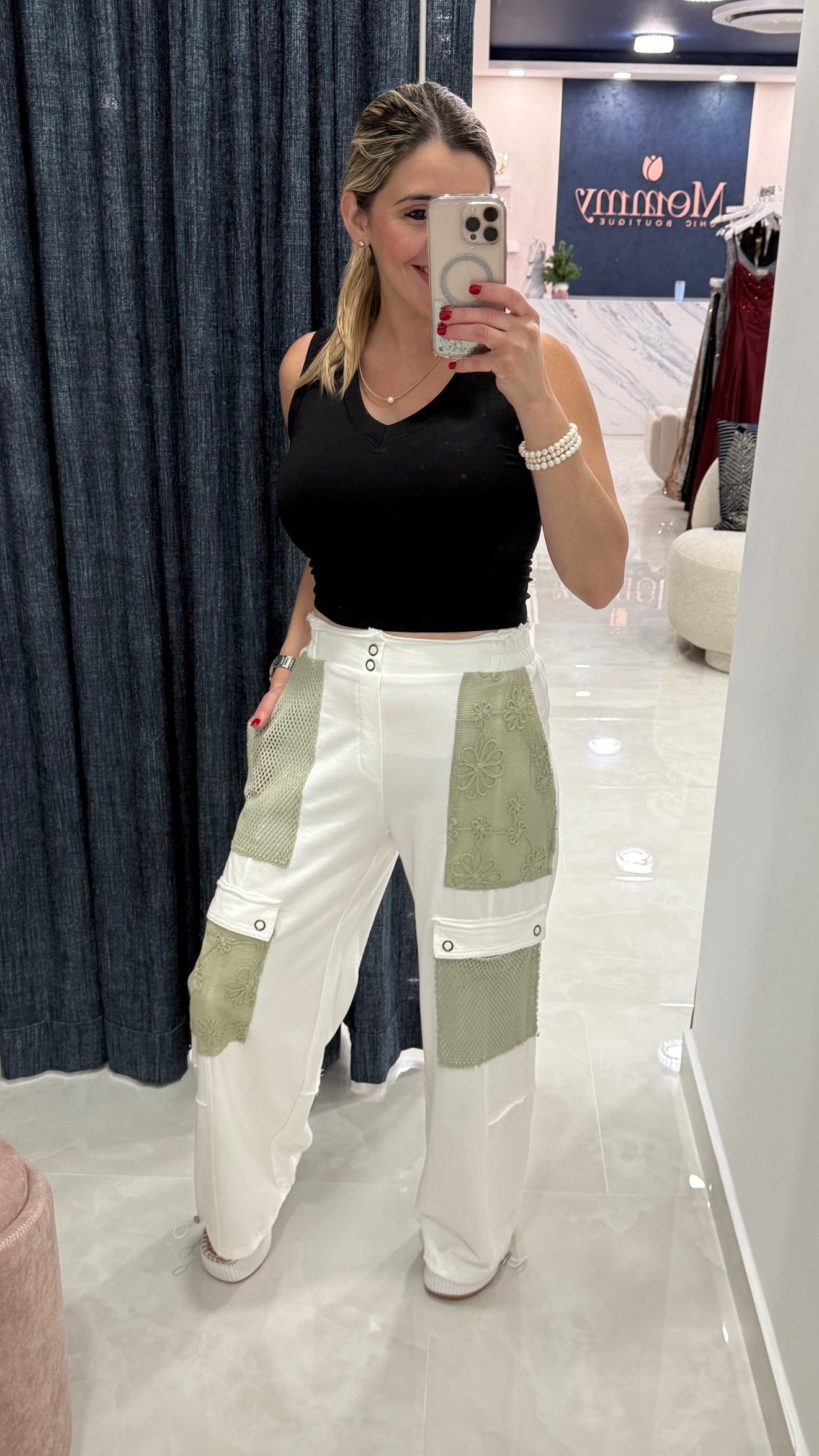 Lace Patch / Cargo Pant White