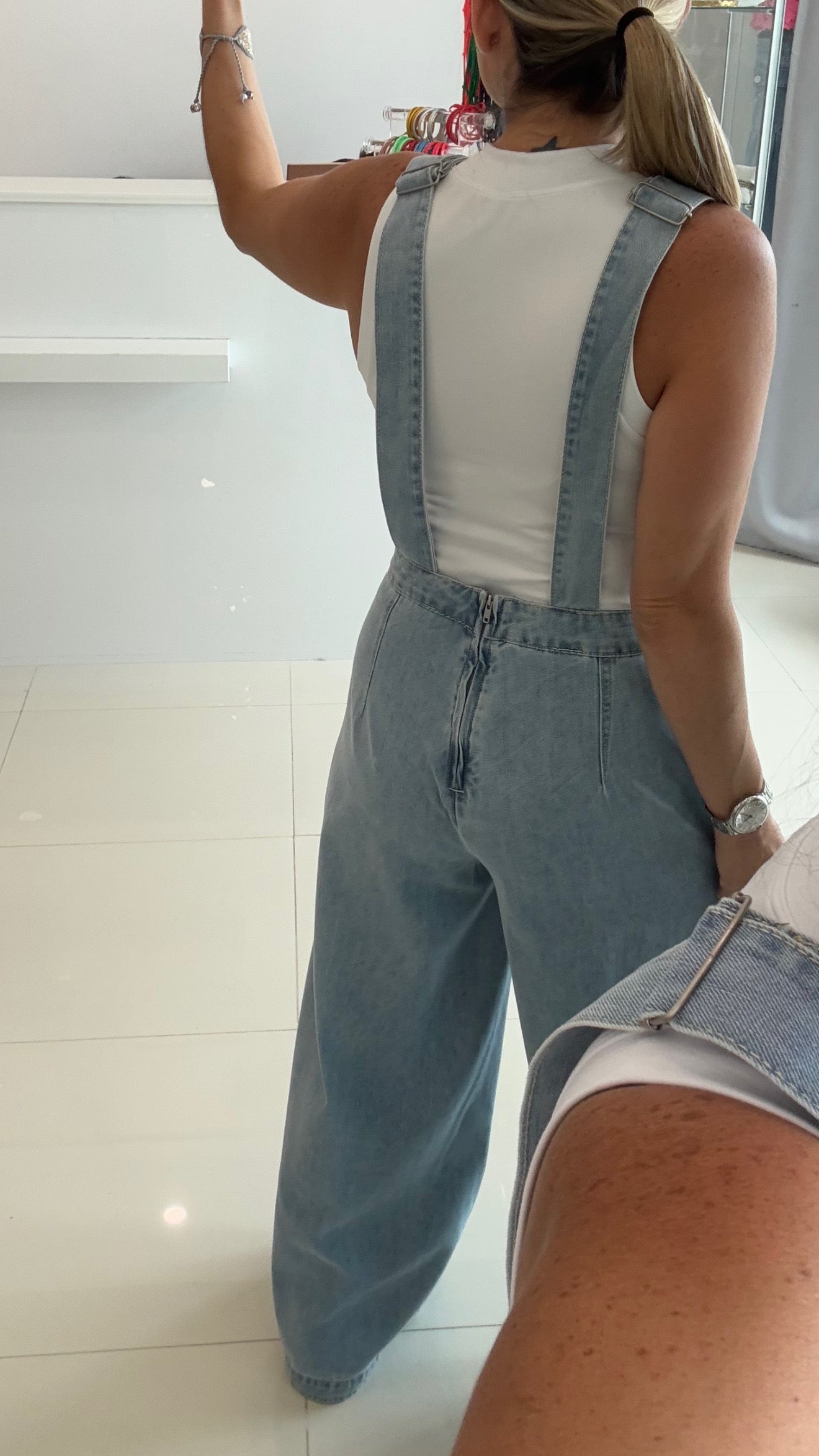 Denim Overall With Drawstring Leg