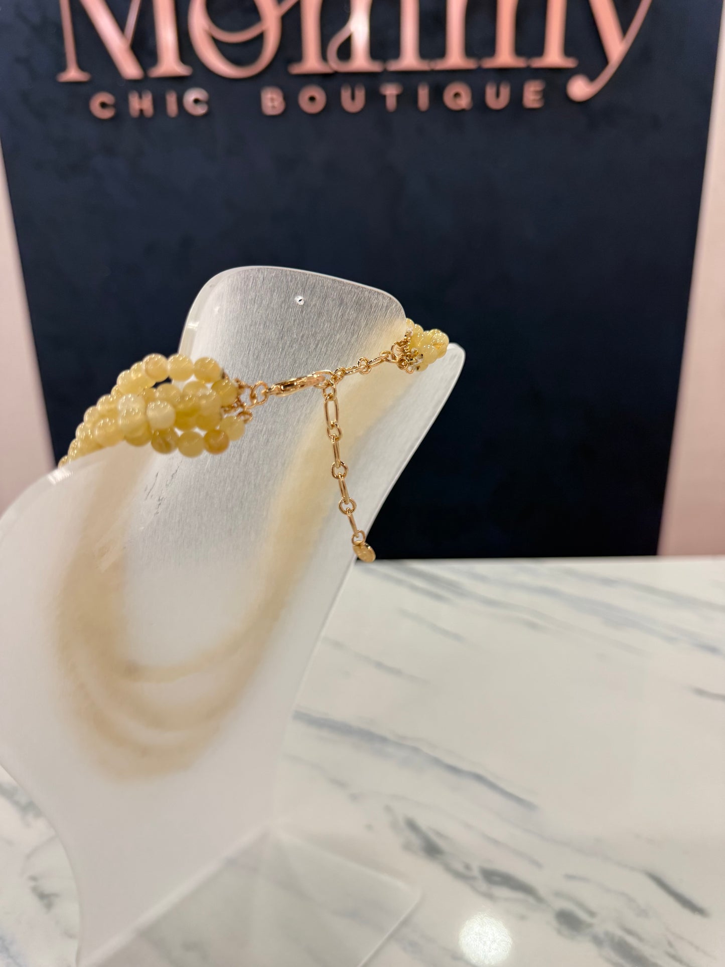 Beaded Layered Necklace Natural