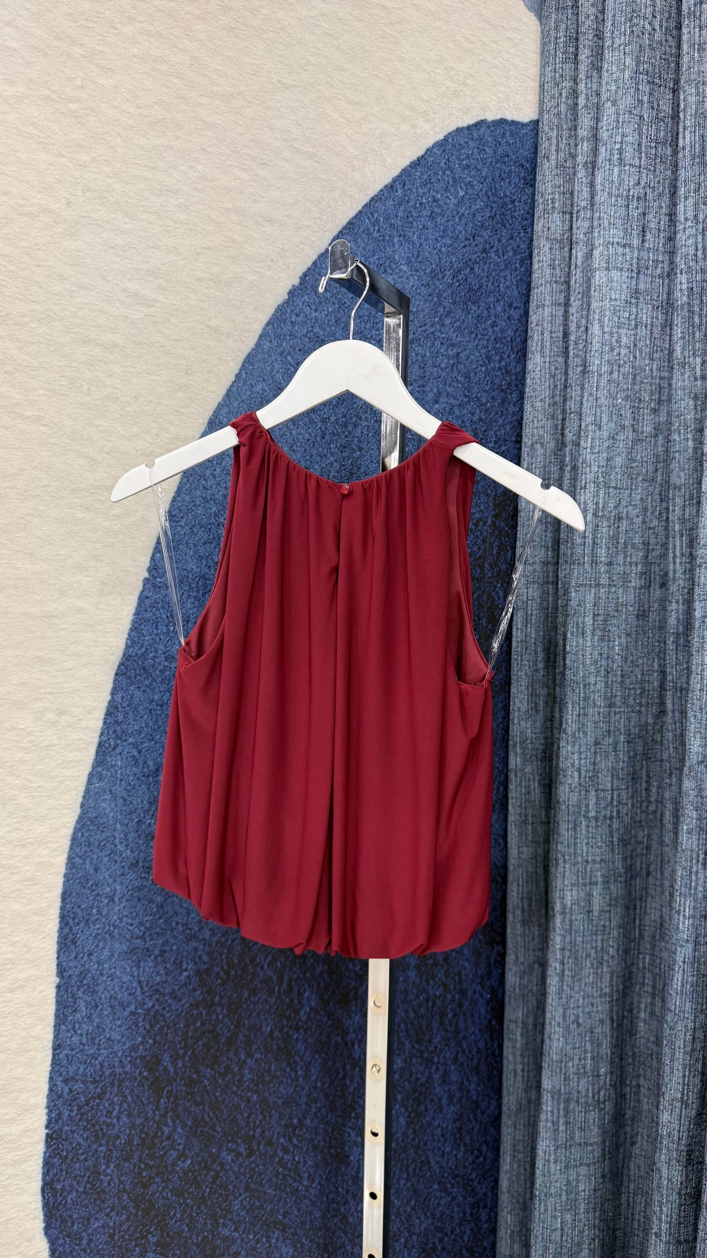 Bubble Sleeveless Top Burgundy