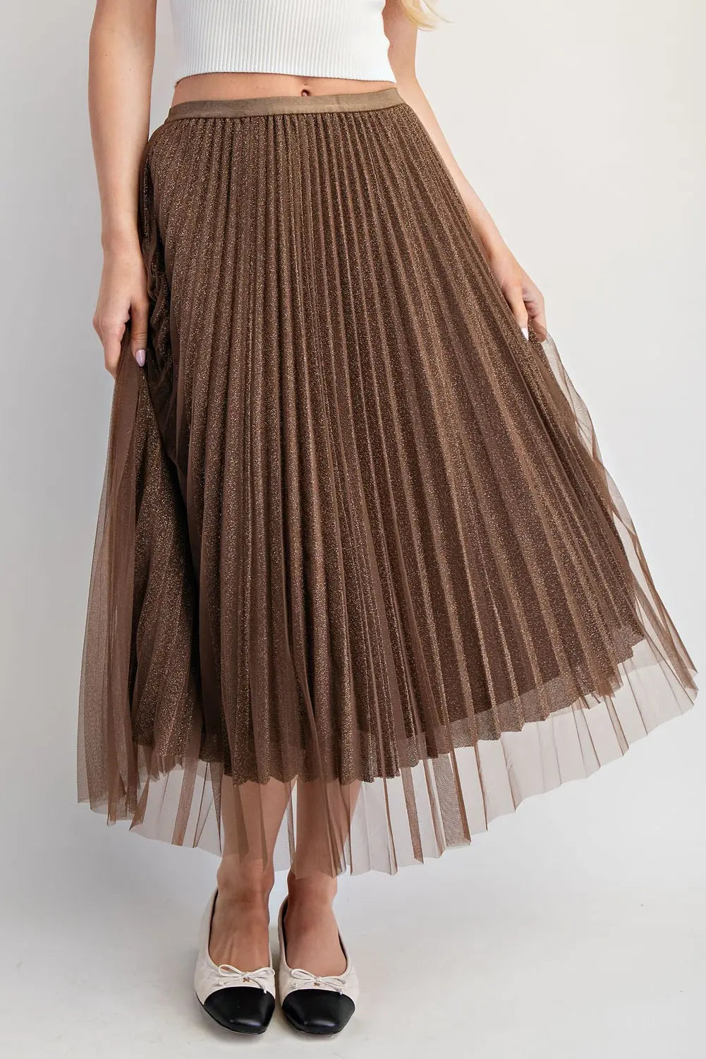 Tulle Midi Skirt Sparkling Brown