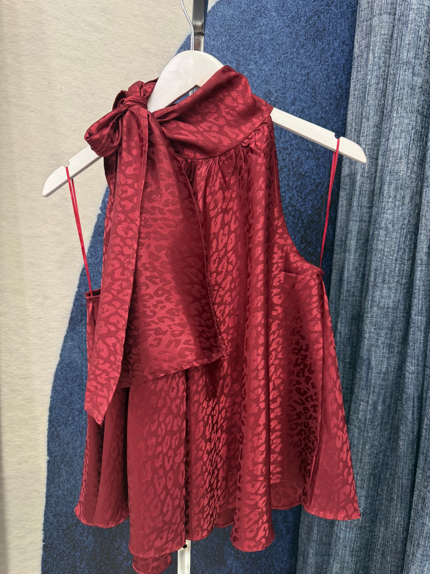 Satin Halter Top Burgundy (Oversize)