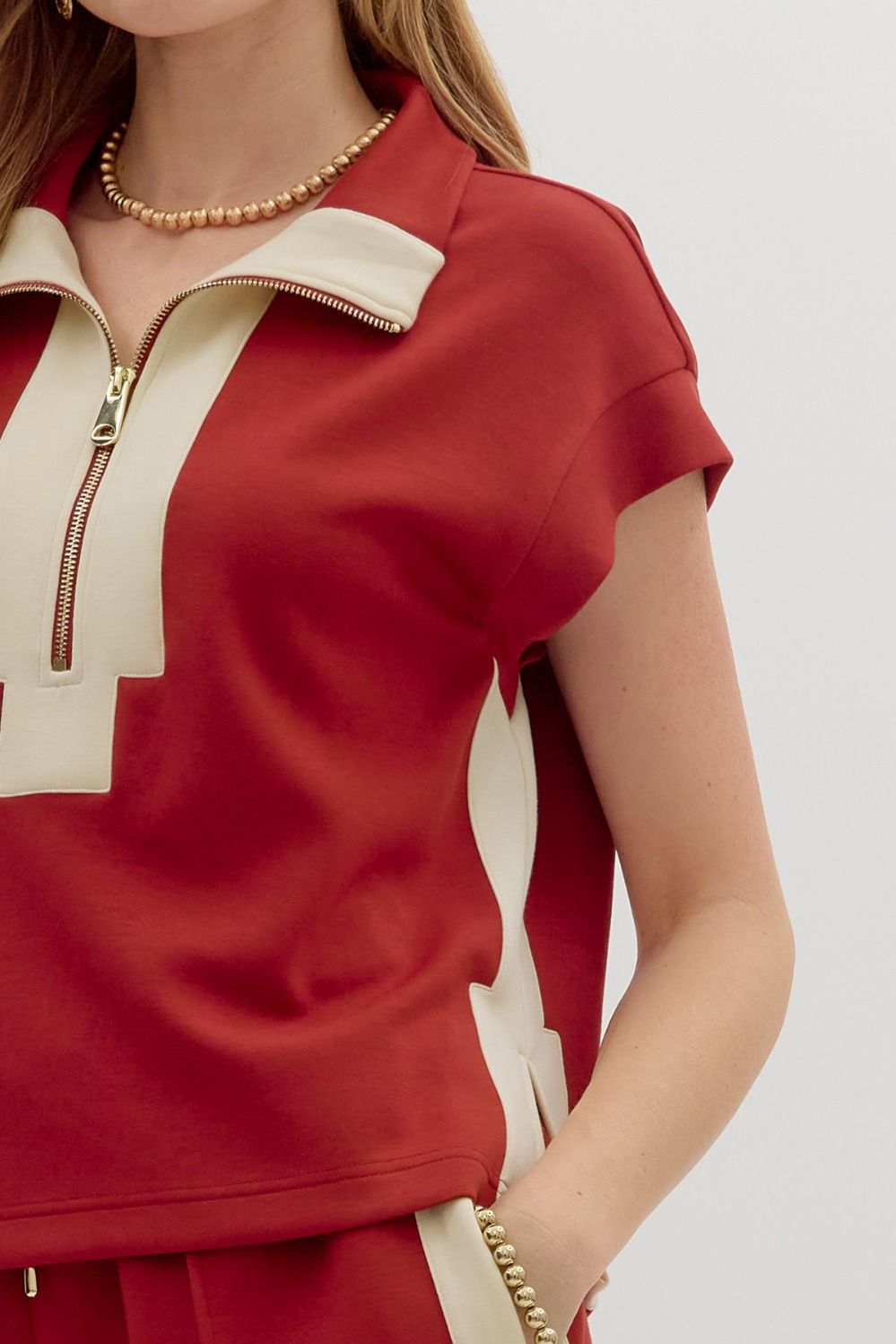 Contrast Top & Short Set Brick