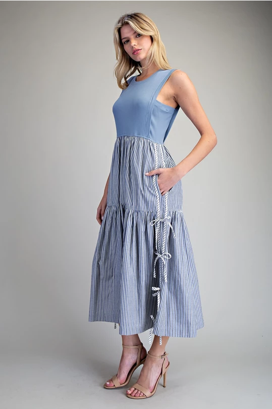 Midi Dress Stripped Blue / White