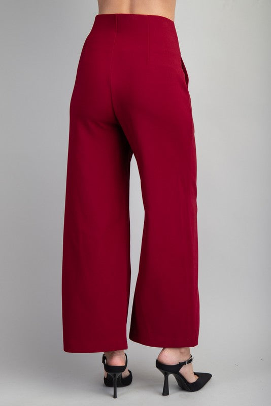 High Waist Wide Leg Pant Burgundy