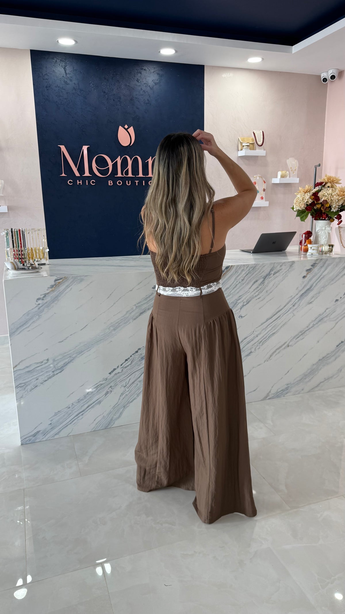 Cami Jumpsuit With Embroidery Mesh