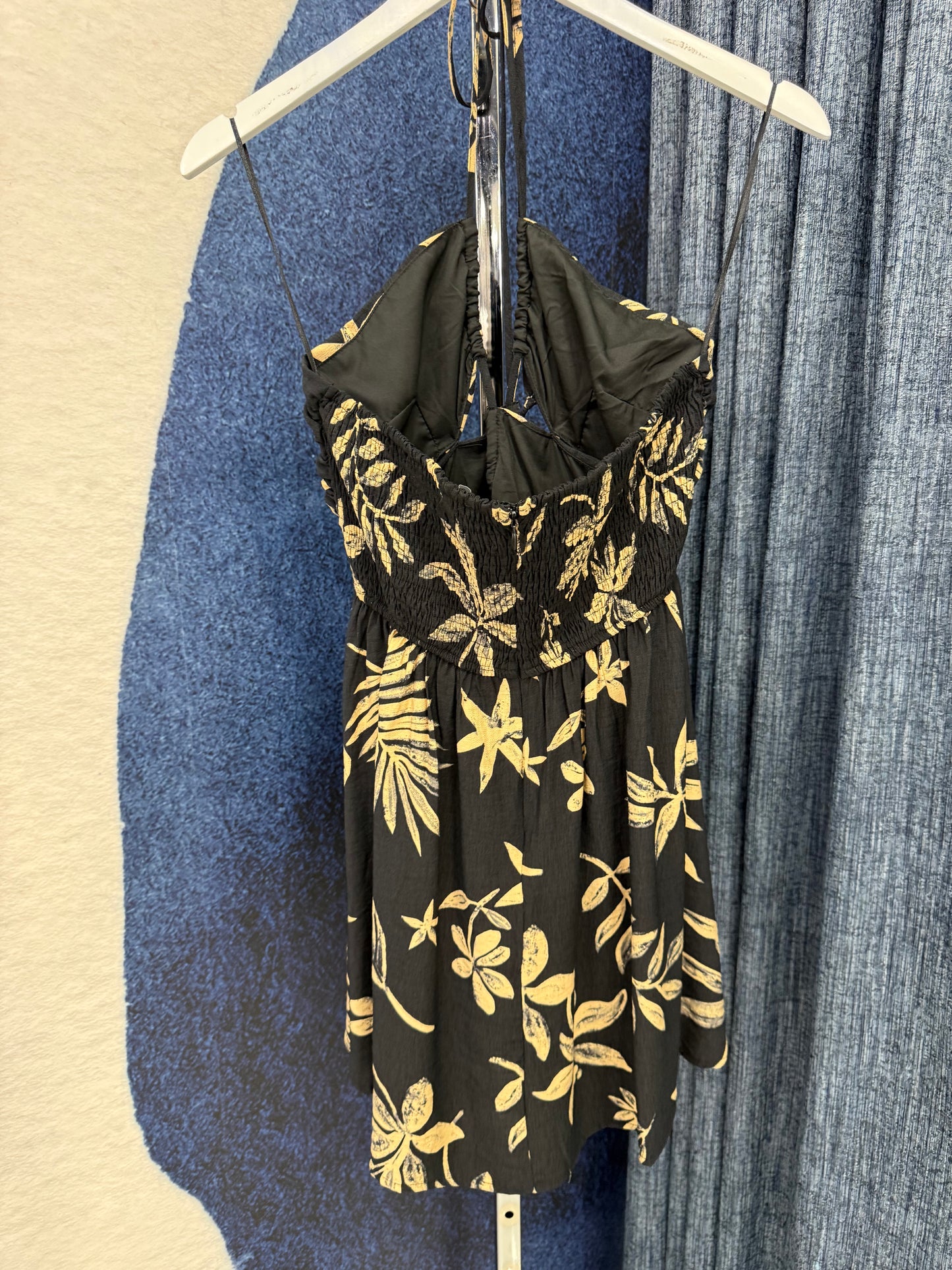 Tropical Leaf Dress Black