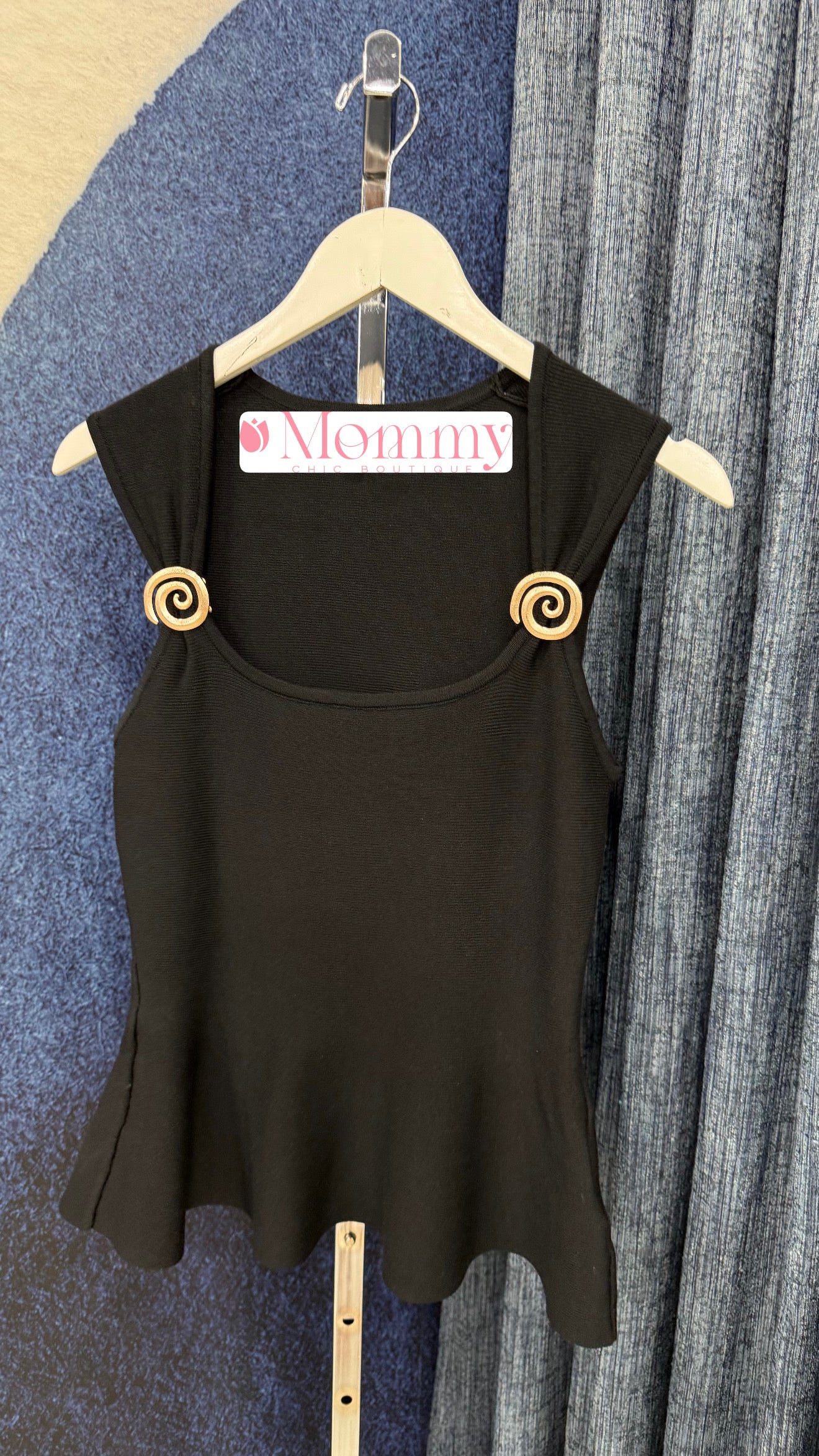 Peplum Knit Top Black
