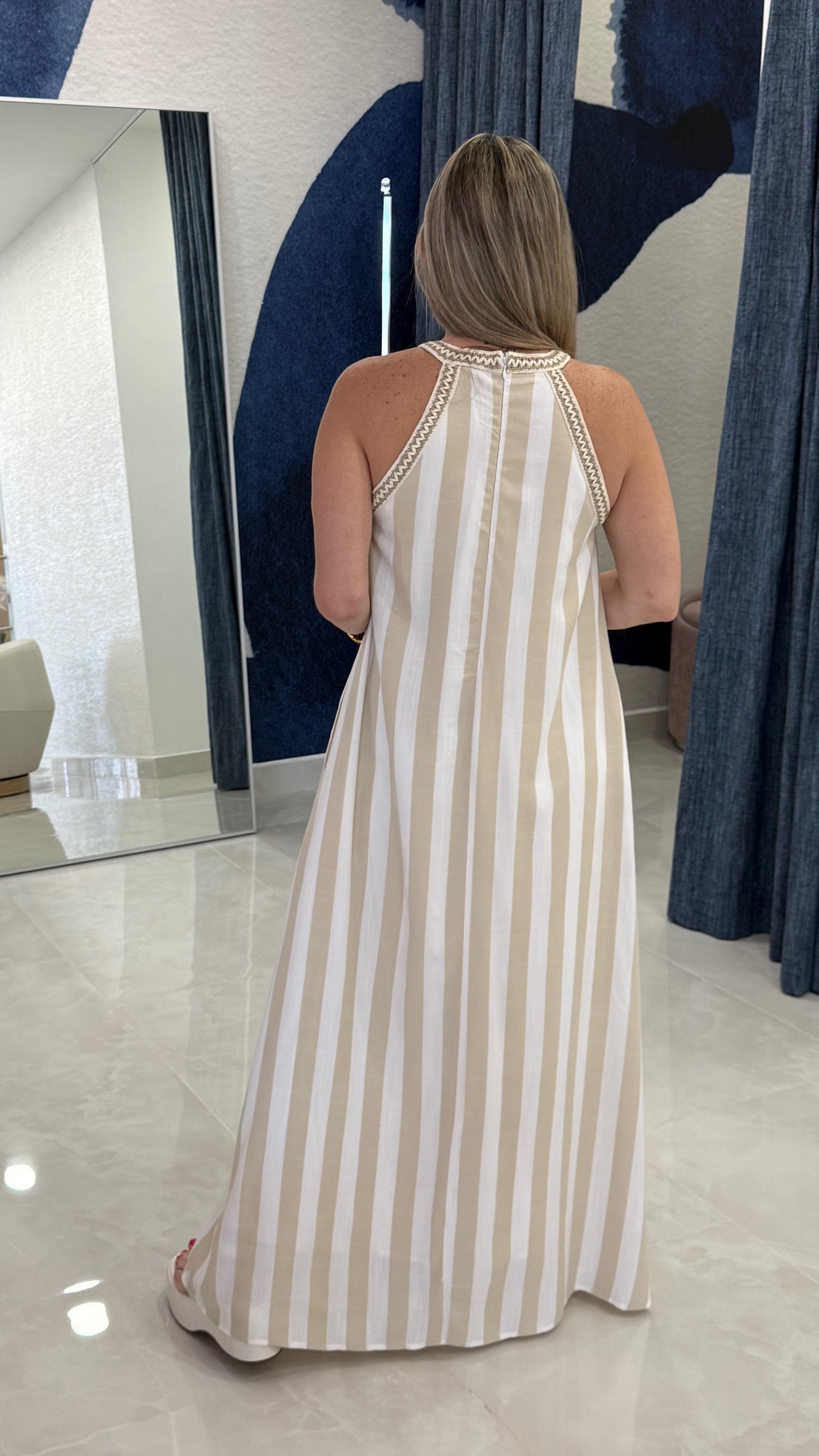 Stripe Maxi Dress Natural