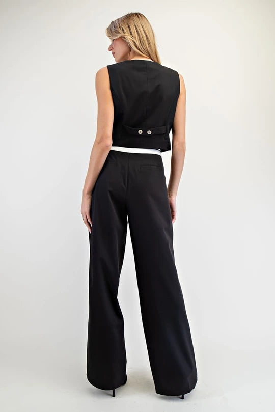 Contrast Waist Pant Black