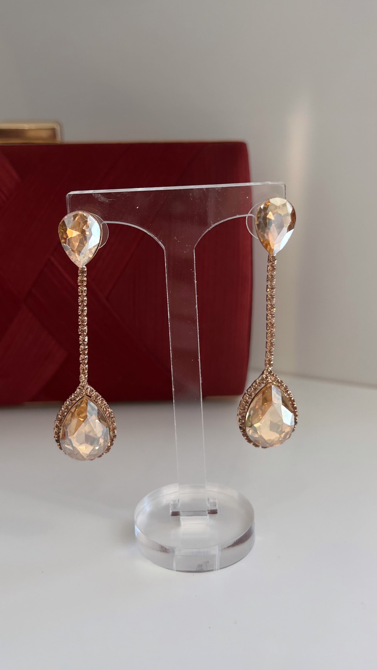 Rhinestone Earrings Rose Gold