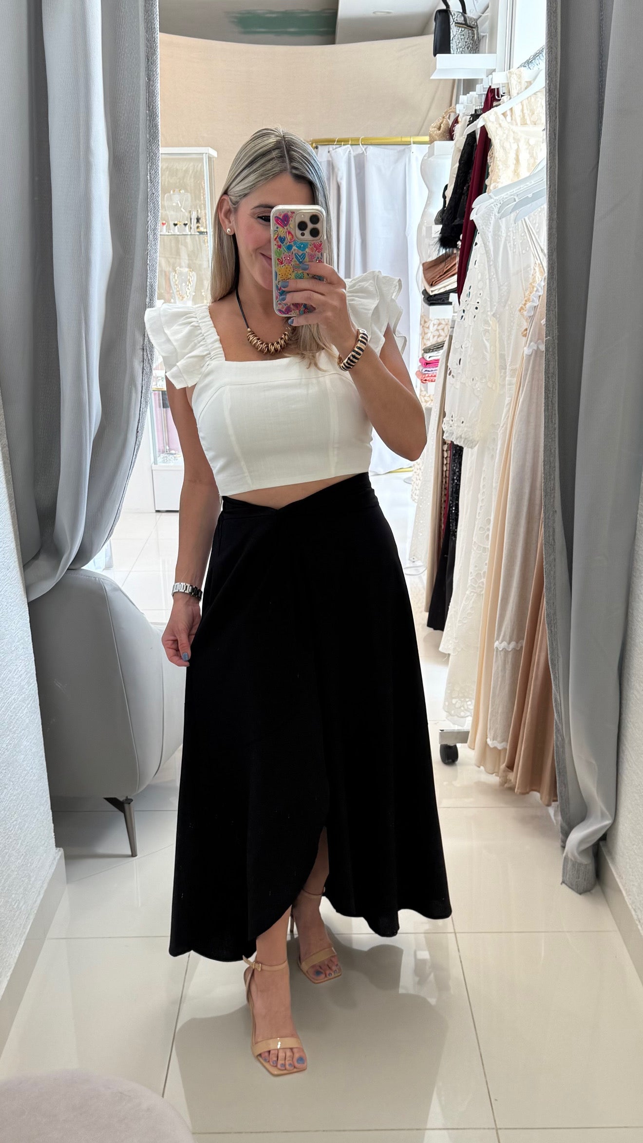 Linen Maxi Skirt Black
