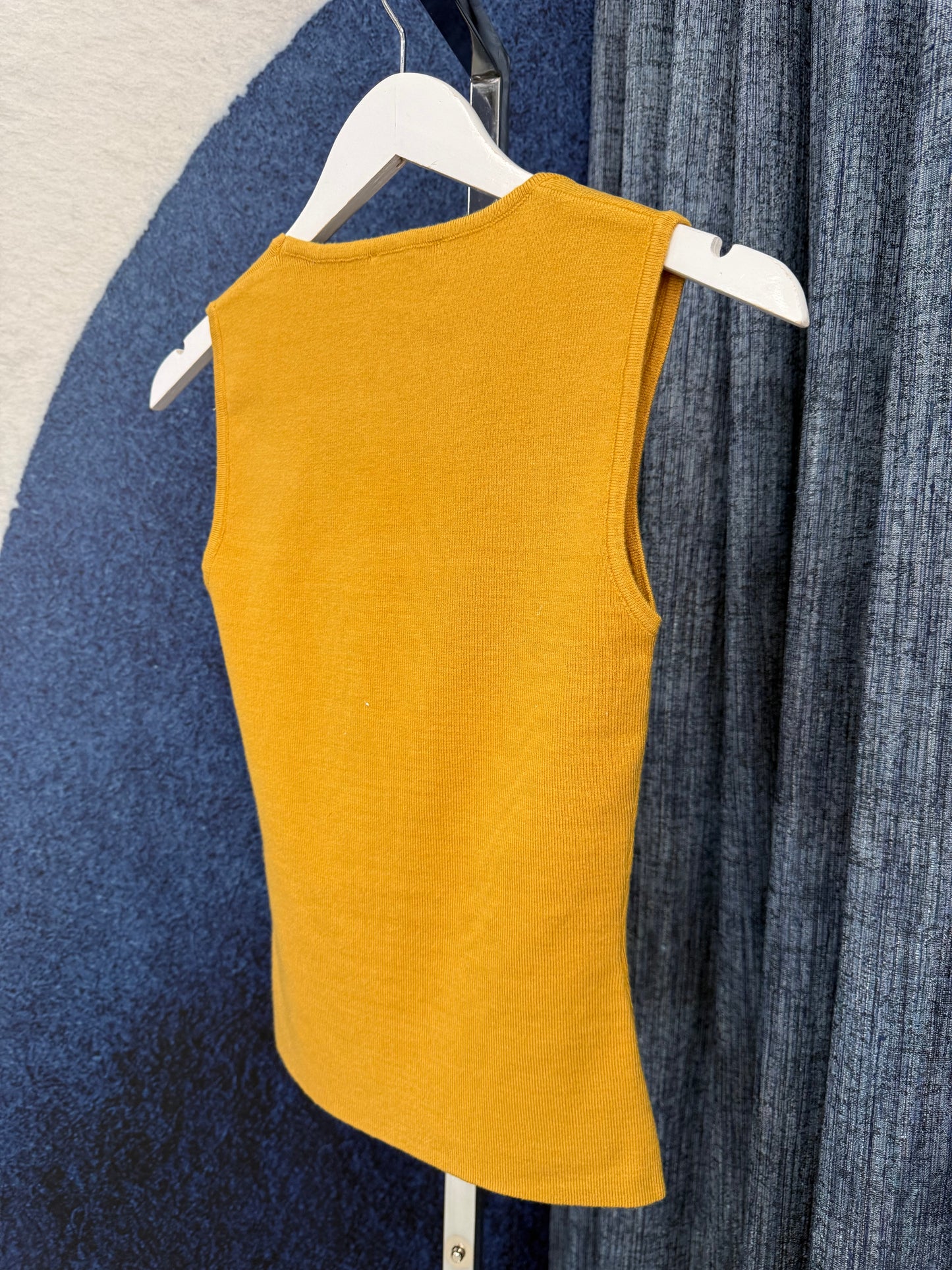 Square Neck Knit Top Mustard