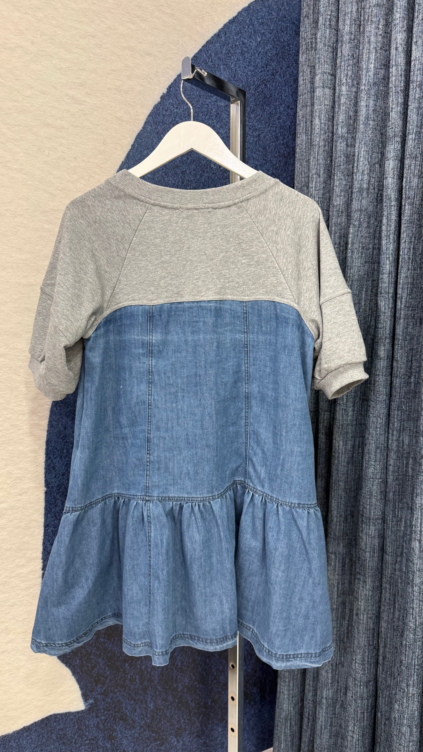 Contrast Denim Short Dress