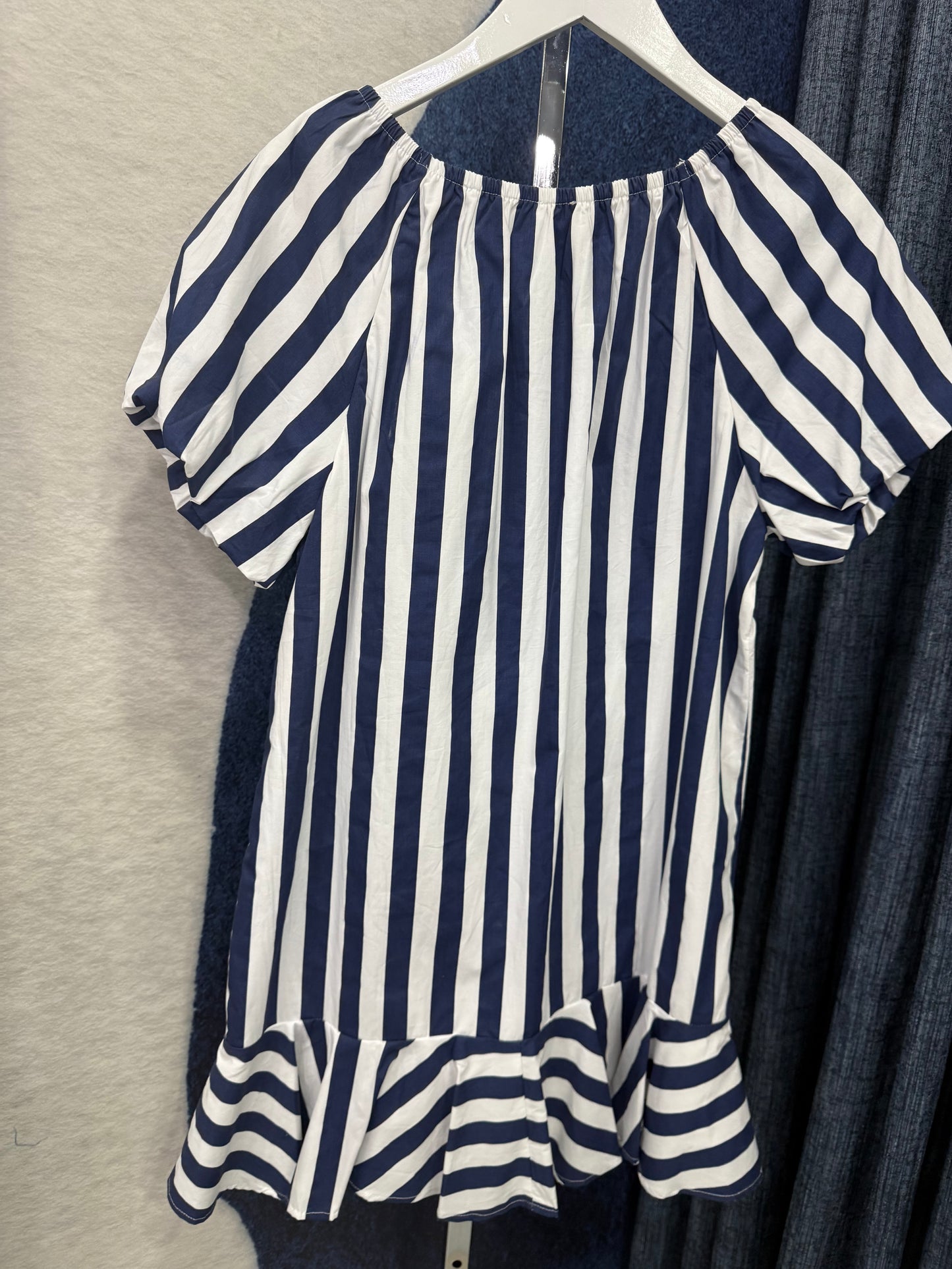 Stripped Short Dress Blue