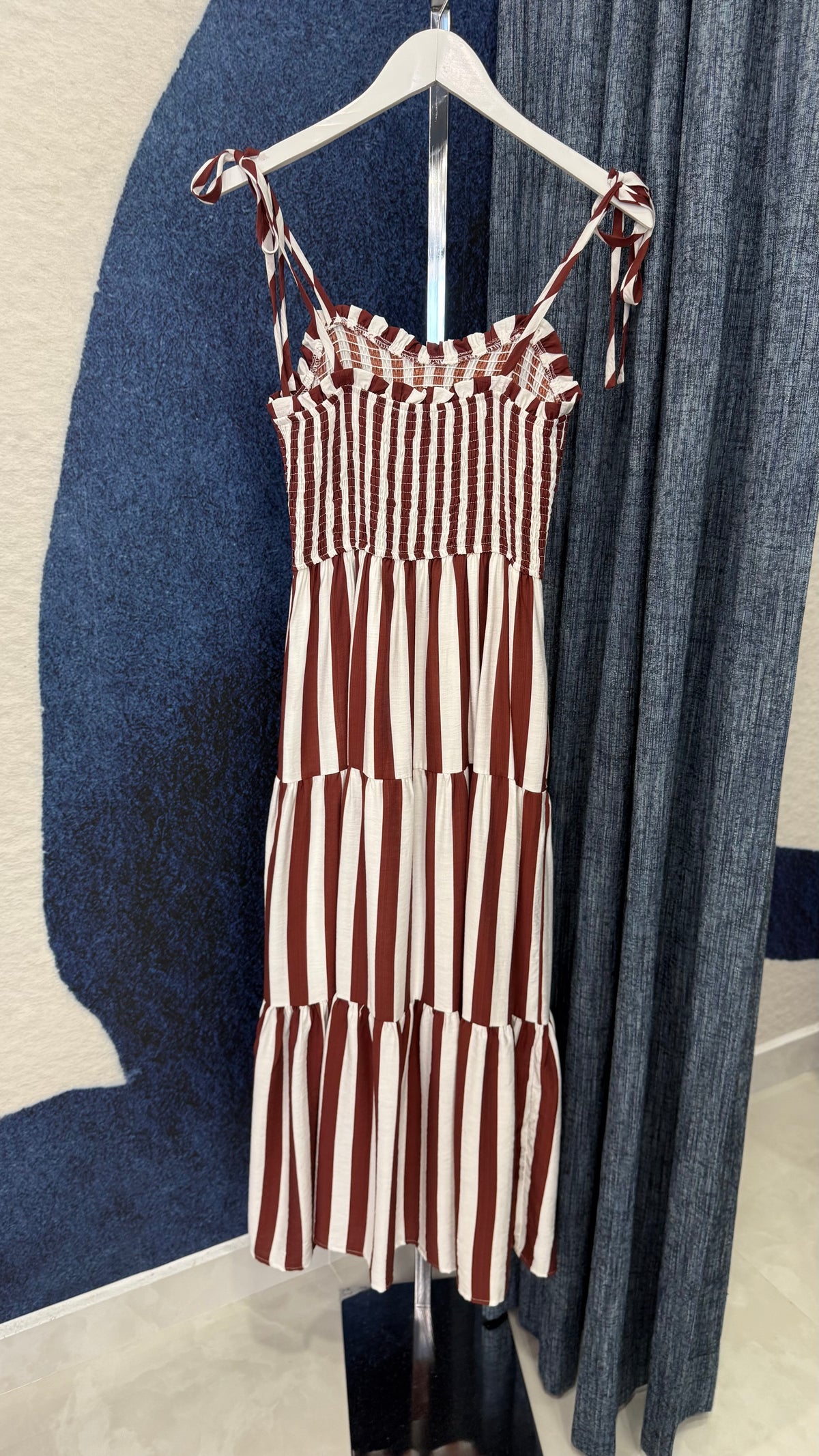 Striped Maxi Dress Burgundy