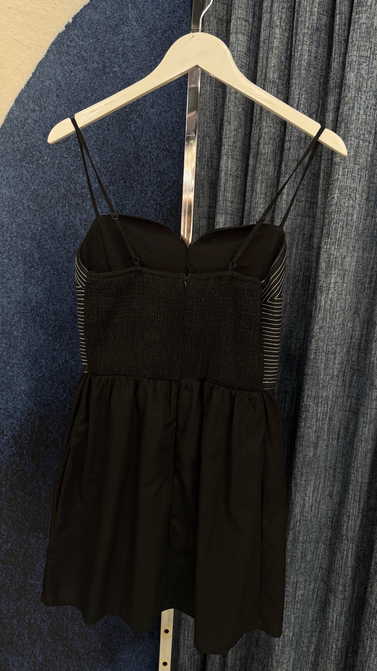 Stitch Bustier Sleeveless Dress Black