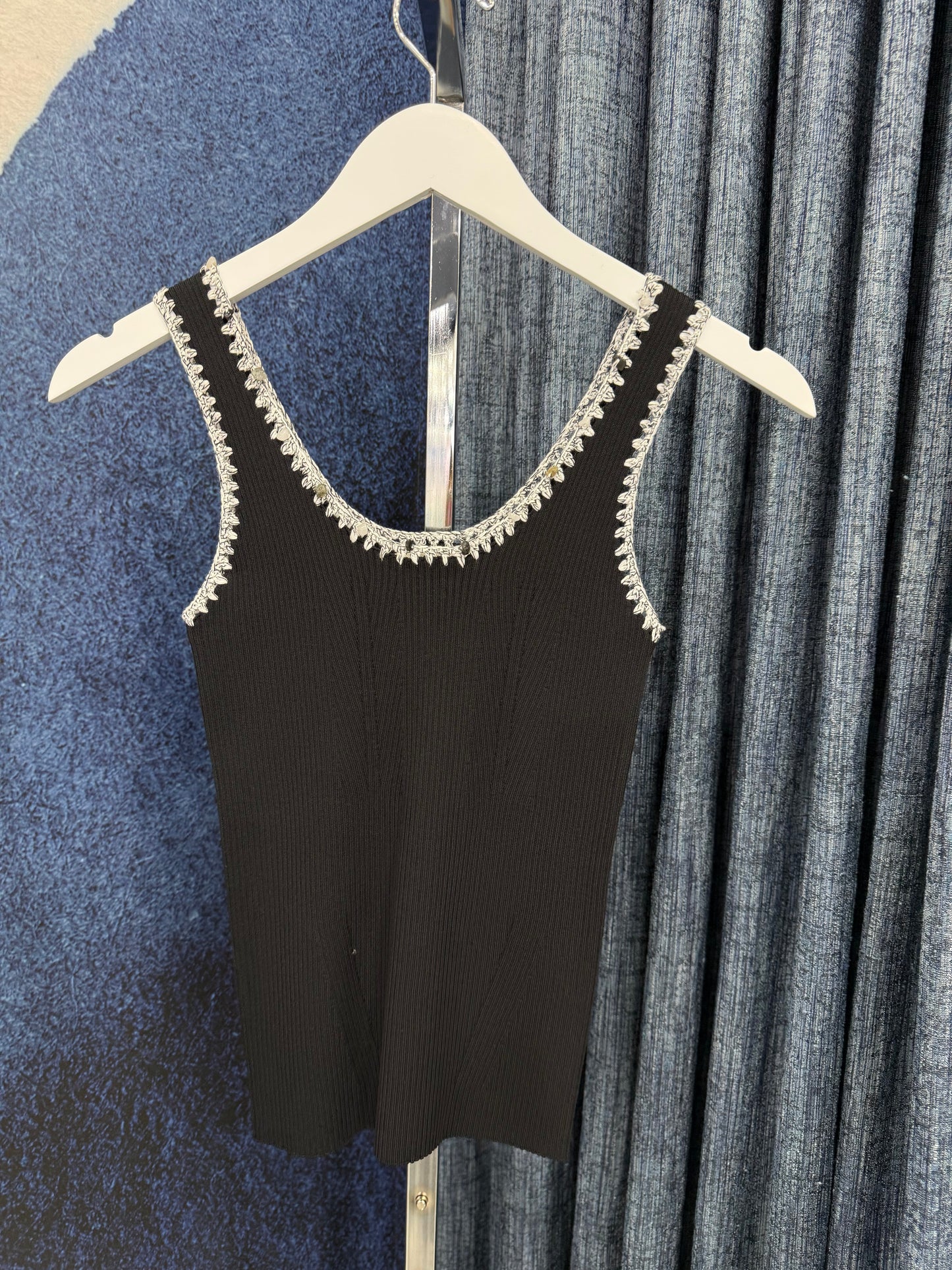 Trip Stone Detail Top Black