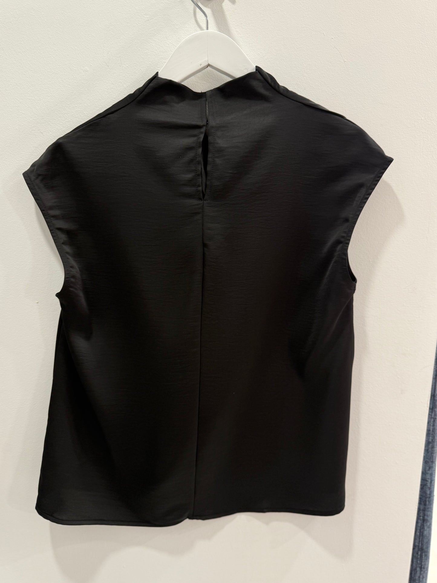 Cowl Neck Satin Top Black