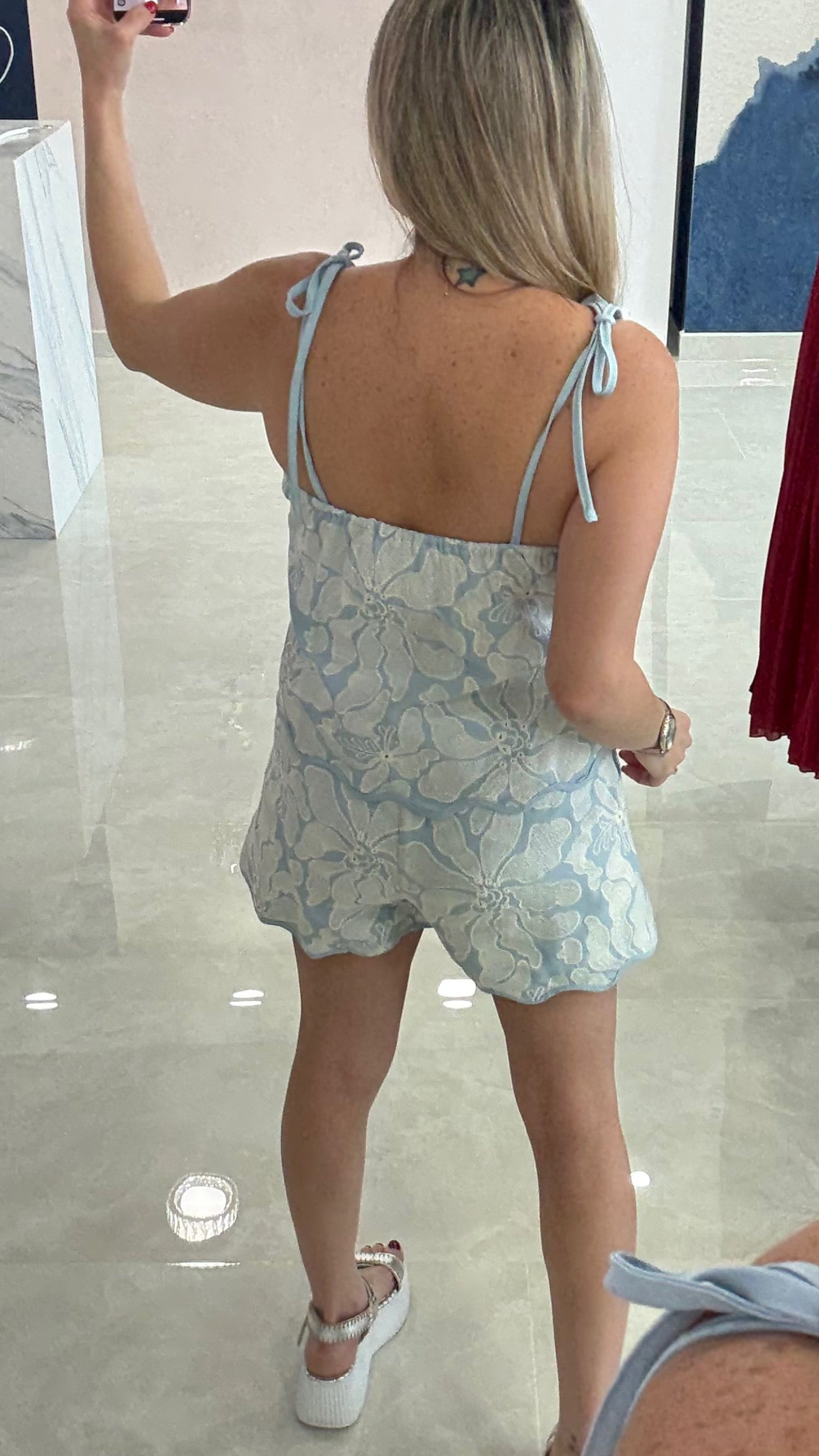 Embroidery Top & Short Set Blue