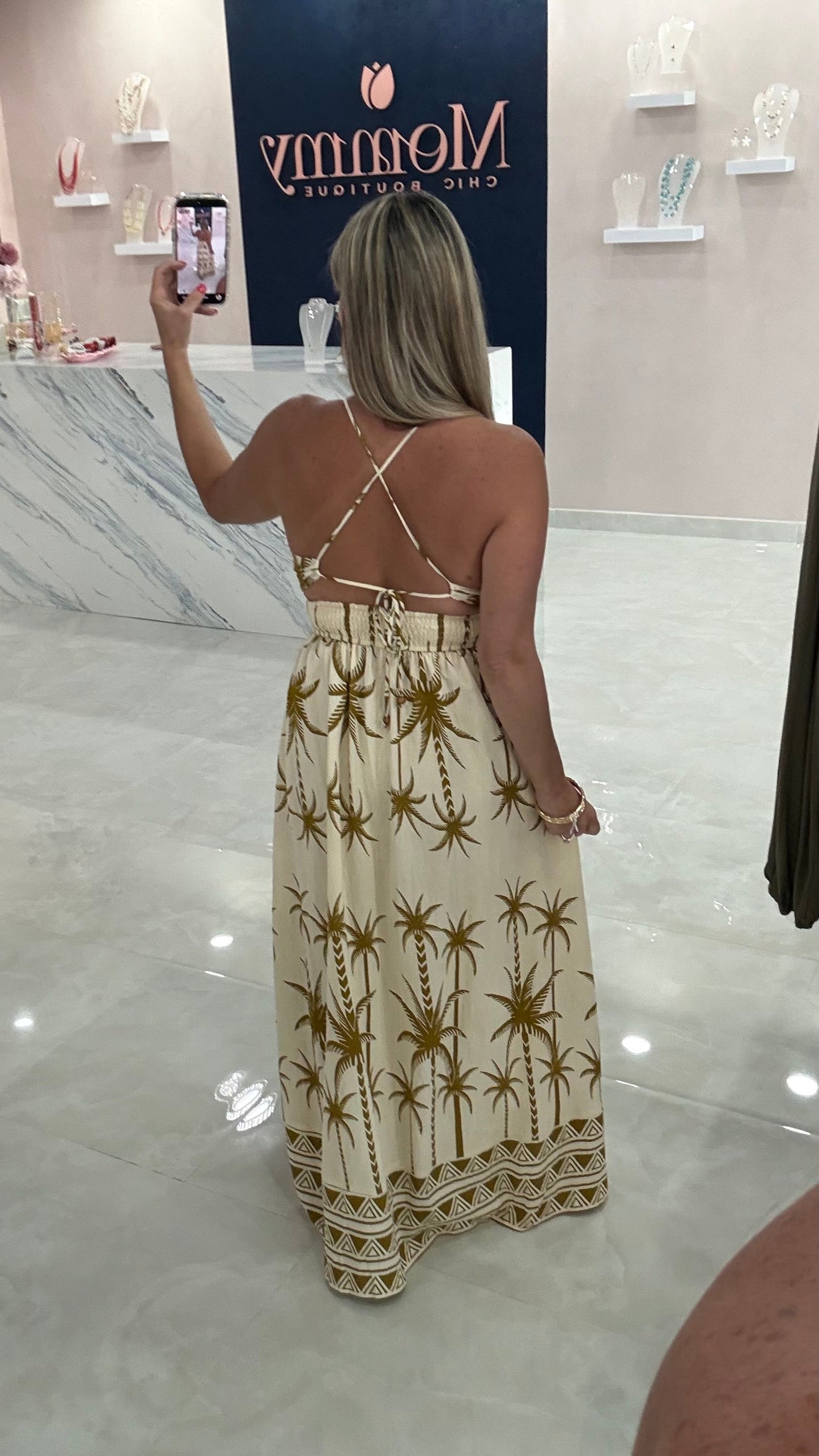Printed Maxi Dress Golden Camel