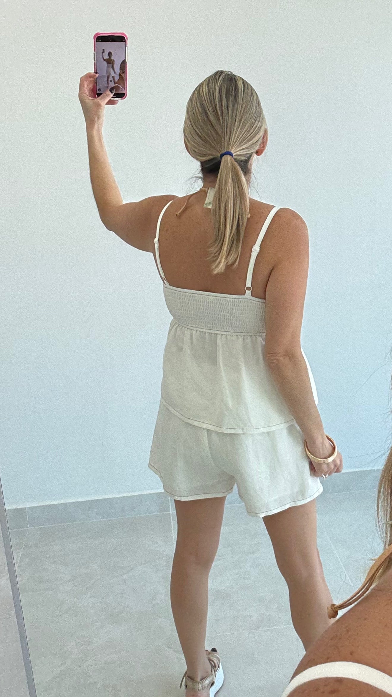 Peplum Top & Short Set White