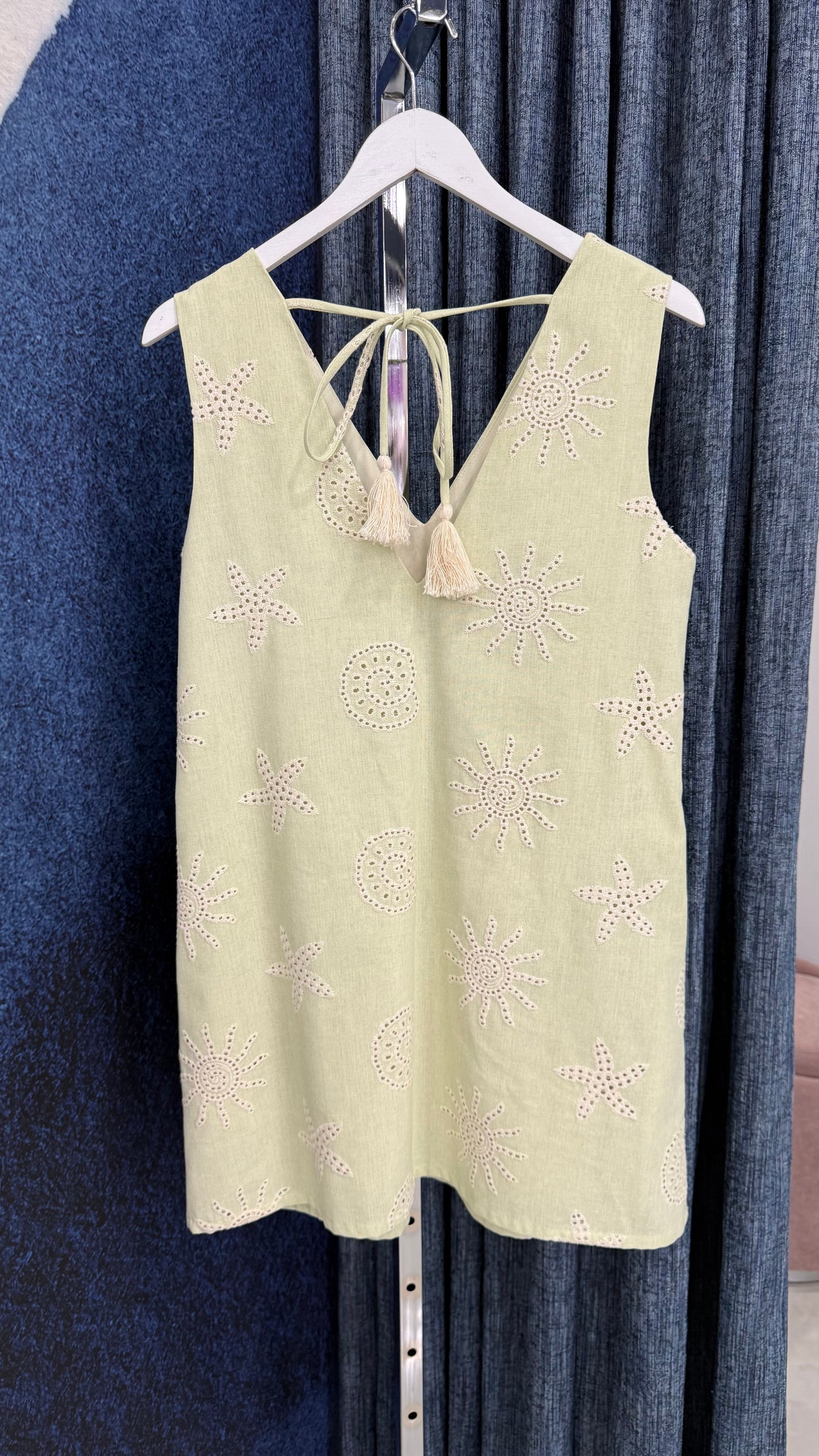 Sea Shells EmbroideryDress Mint