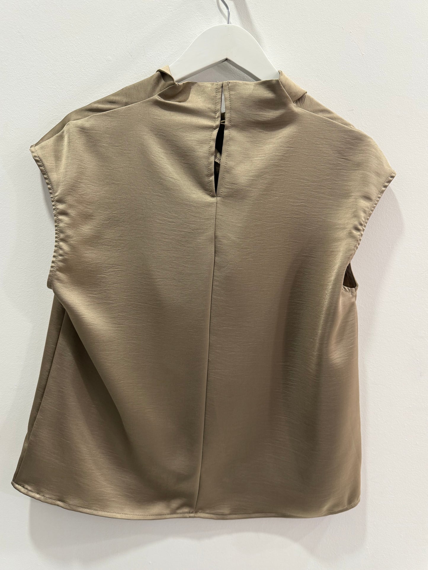 Cowl Neck Satin Top Mocha